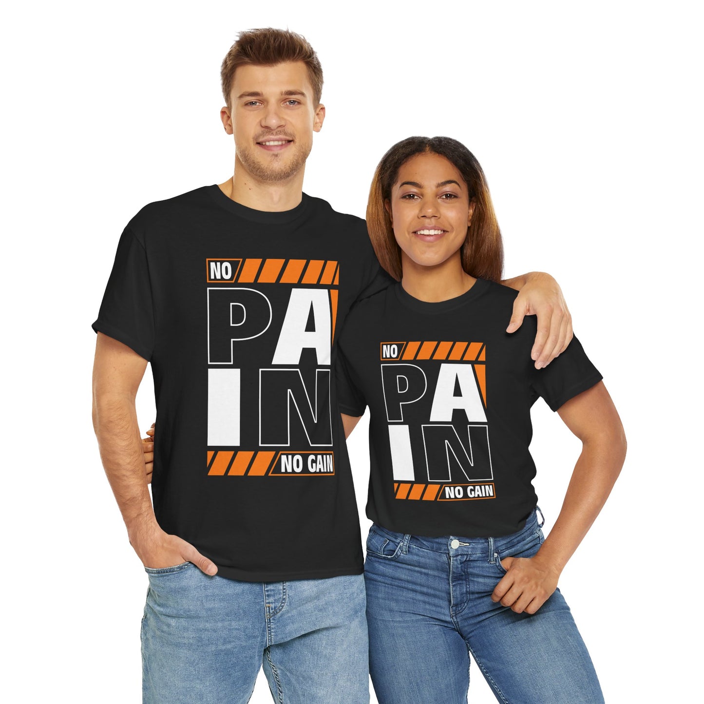 Inspirational Fitness Tee - 'No Pain No Gain' Unisex Heavy Cotton T-Shirt