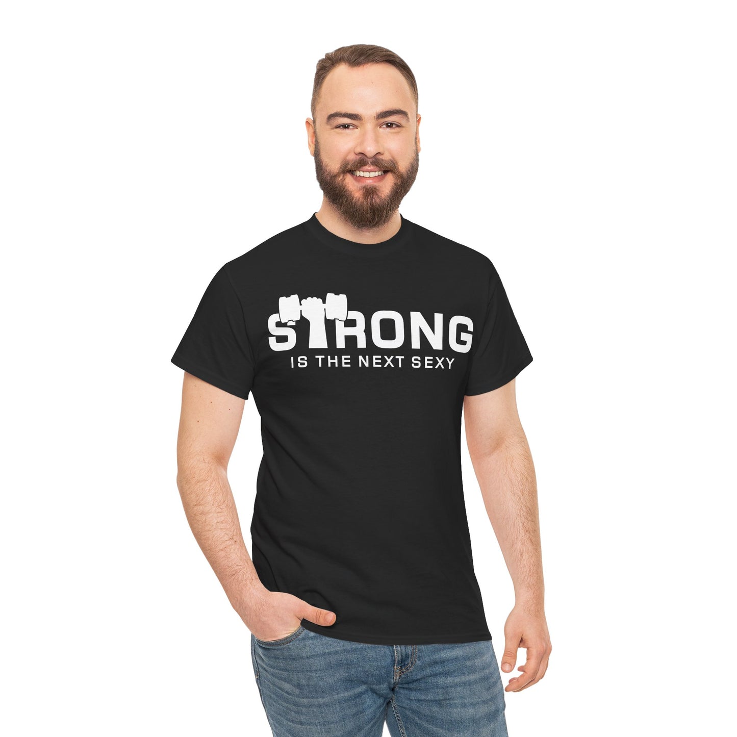 Strong Is The Next Sexy Unisex Heavy Cotton Tee - Empowering Fitness T-Shirt