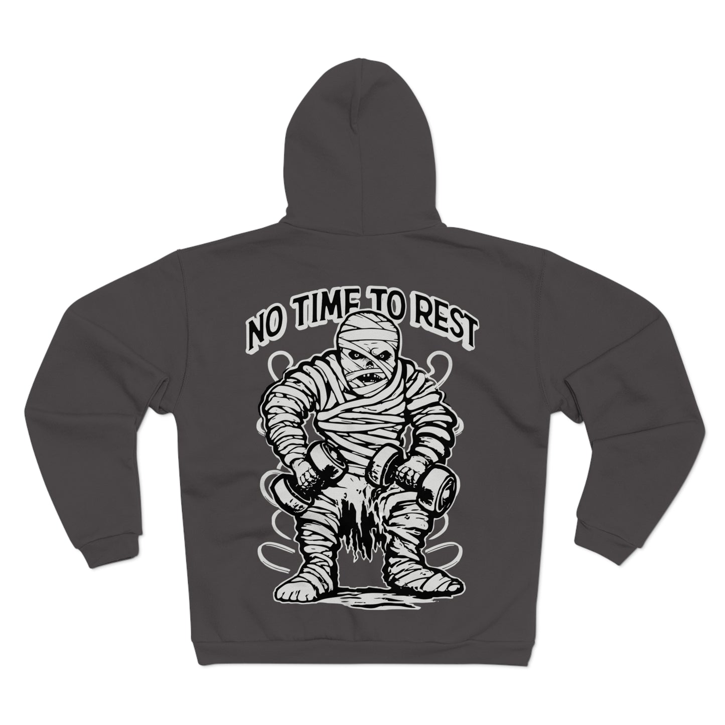 No Time to Rest Unisex Hooded Zip Sweatshirt – Motivational Workout Gear for Fitness Enthusiasts