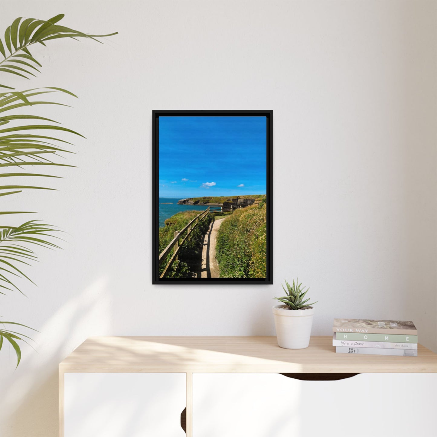 Cliff Trail Ballybunion Matte Canvas, Framed (Multi-color)