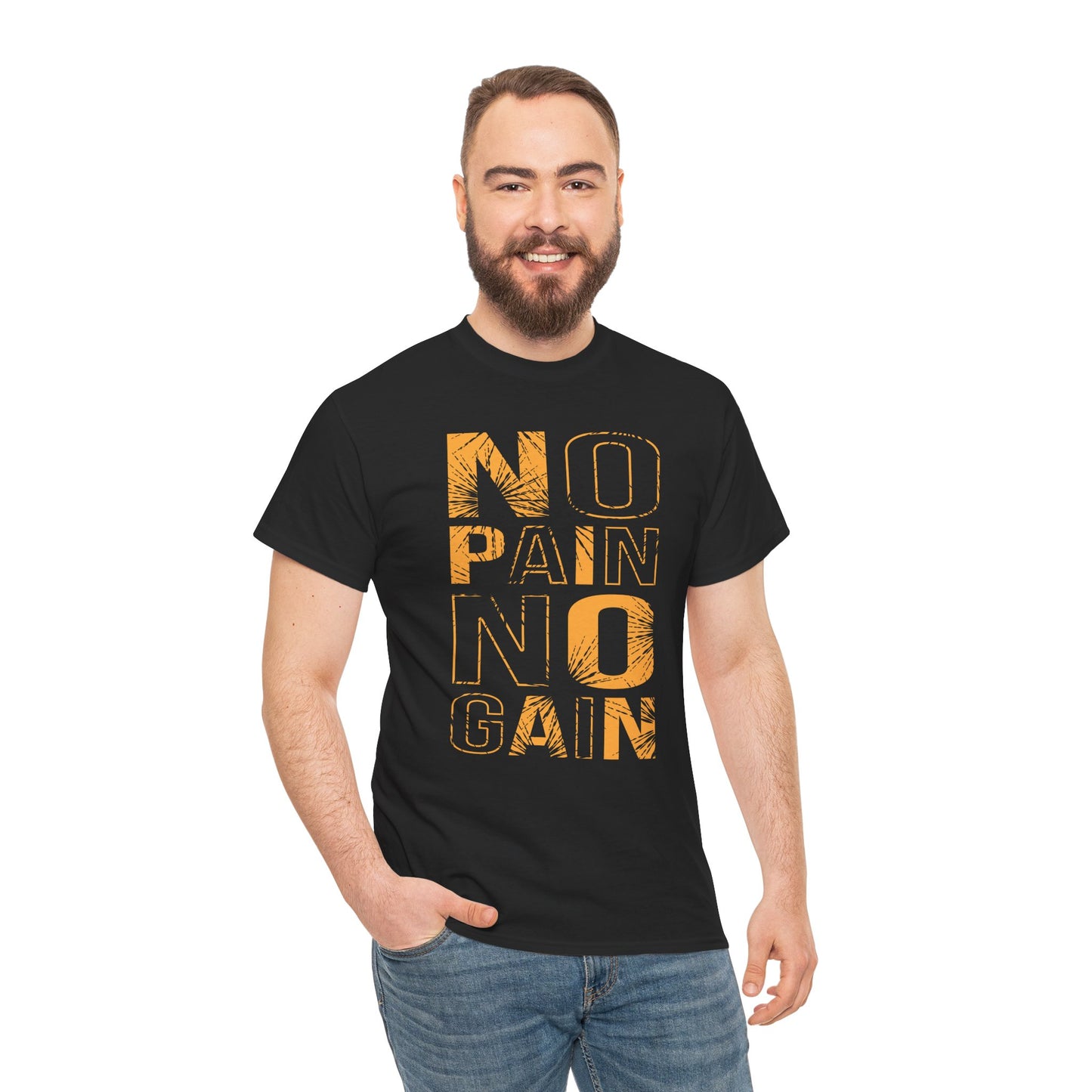 Inspirational Unisex Heavy Cotton Tee - "No Pain No Gain"