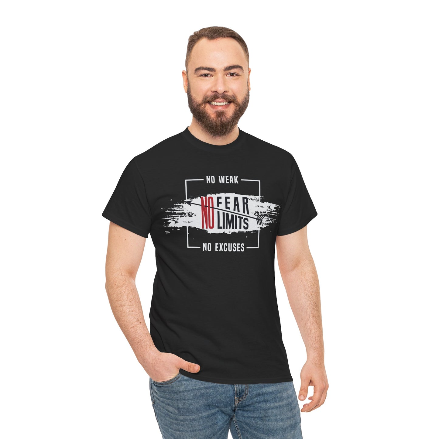 Motivational Unisex Heavy Cotton Tee - "No Fear, No Limits"