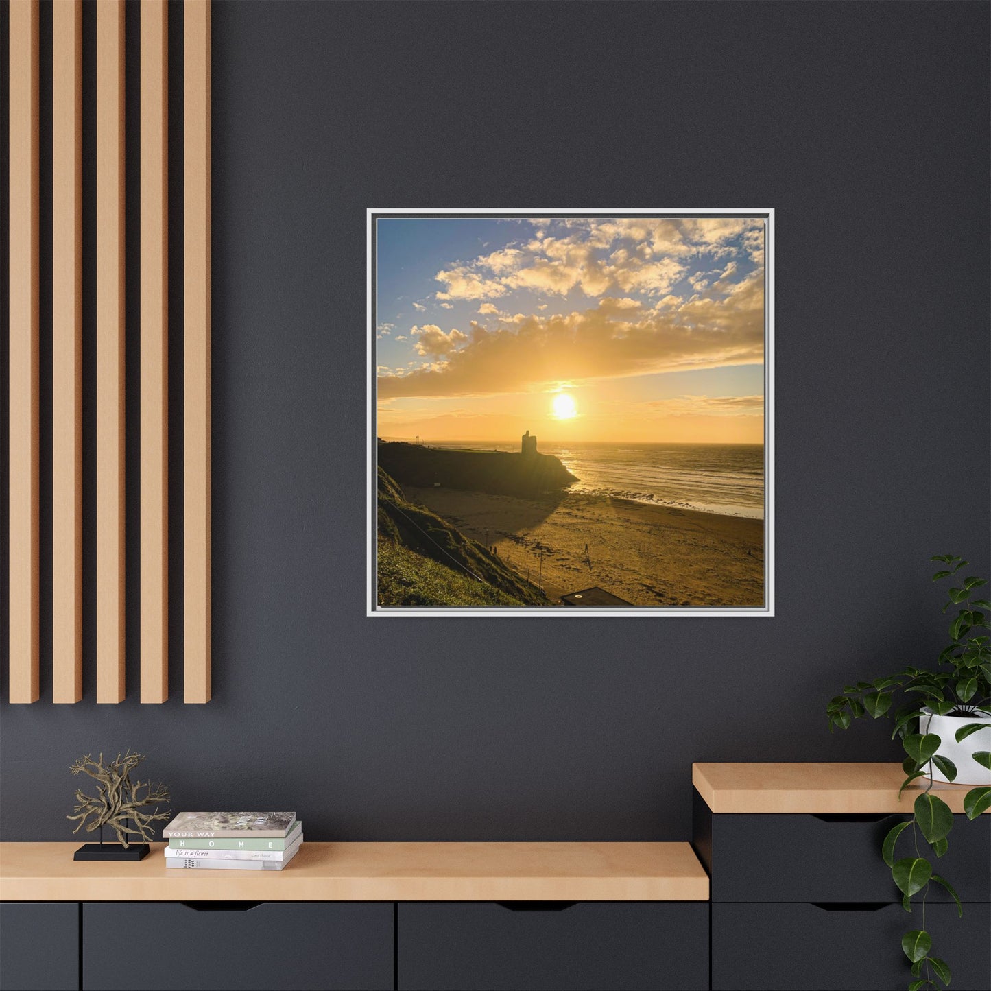 Ballybunion Sunset Castle Matte Canvas, Framed (Multi-color)