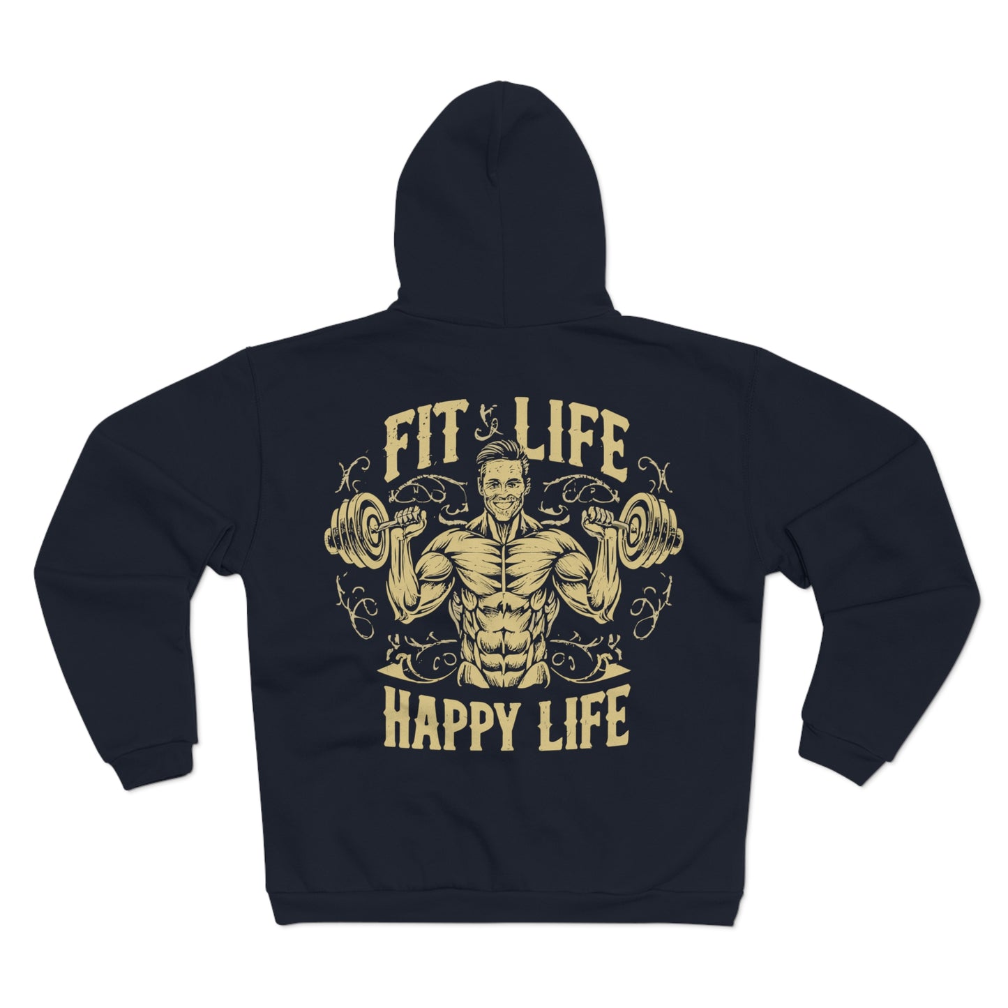 Fit Life Happy Life Unisex Zip Hoodie - Perfect for Fitness Enthusiasts
