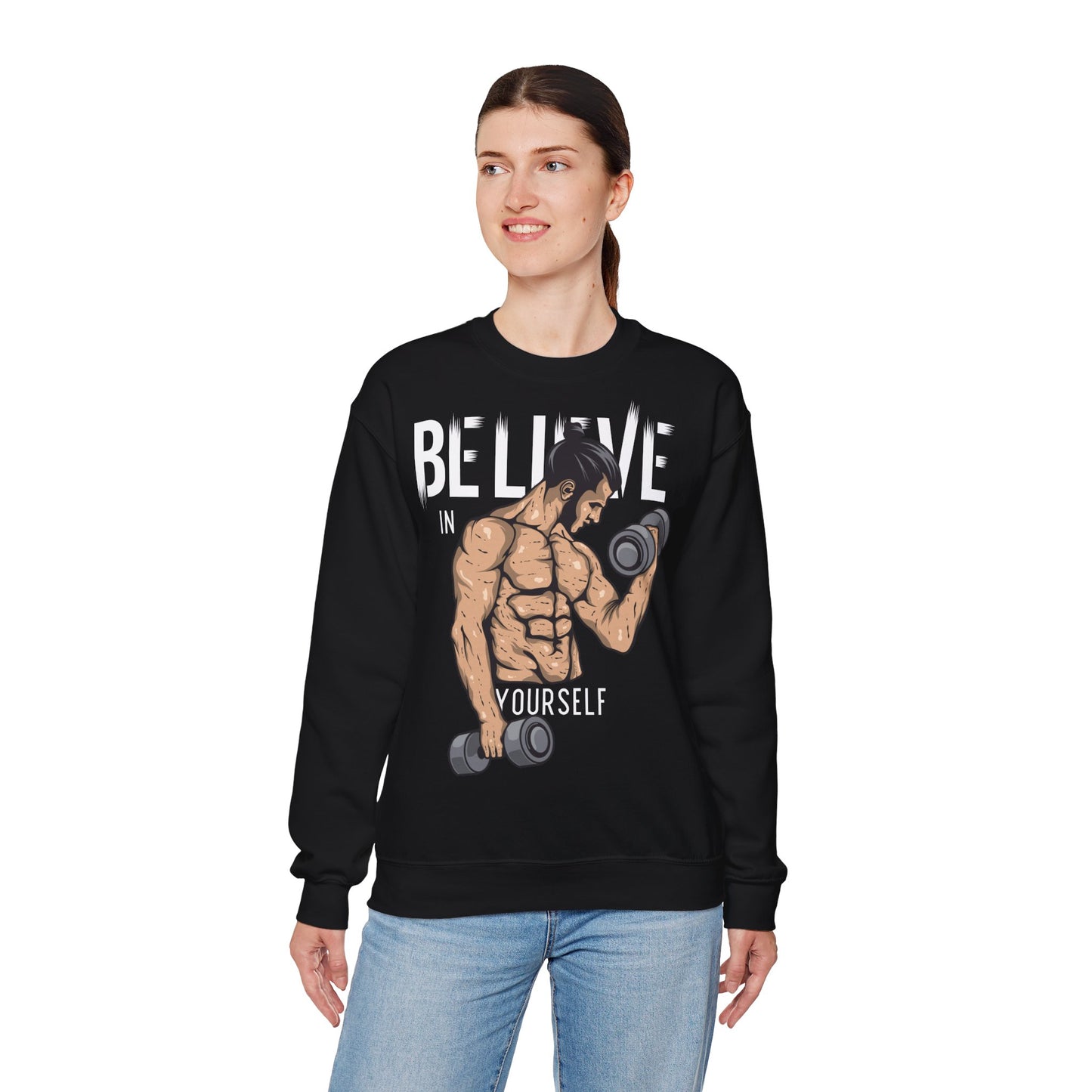 Motivational Unisex Heavy Blend™ Crewneck Sweatshirt - "Believe in Yourself" Gym Apparel