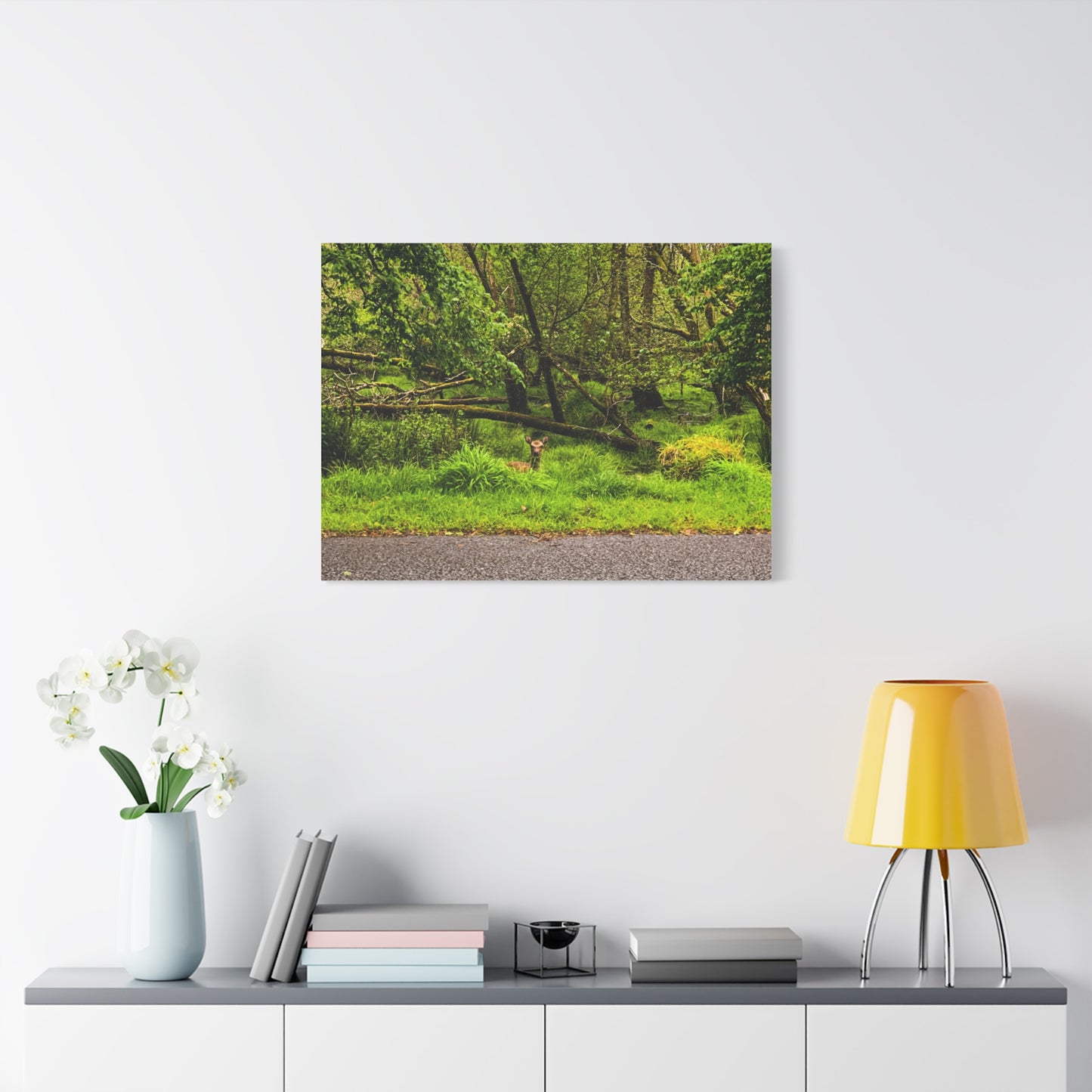 Deer in Ditch Matte Canvas, Stretched, 1.25"