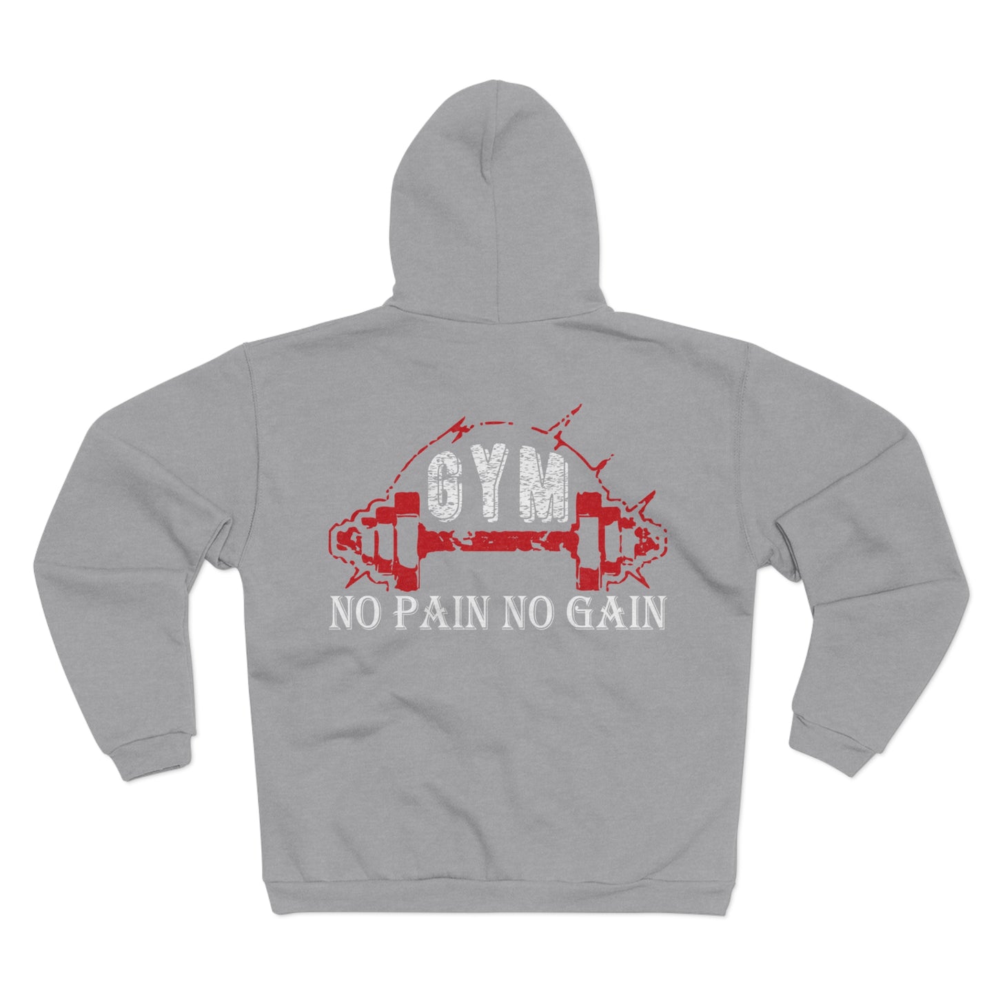 Unisex Gym Zip Sweatshirt - 'No Pain No Gain' - Perfect for Workout Enthusiasts