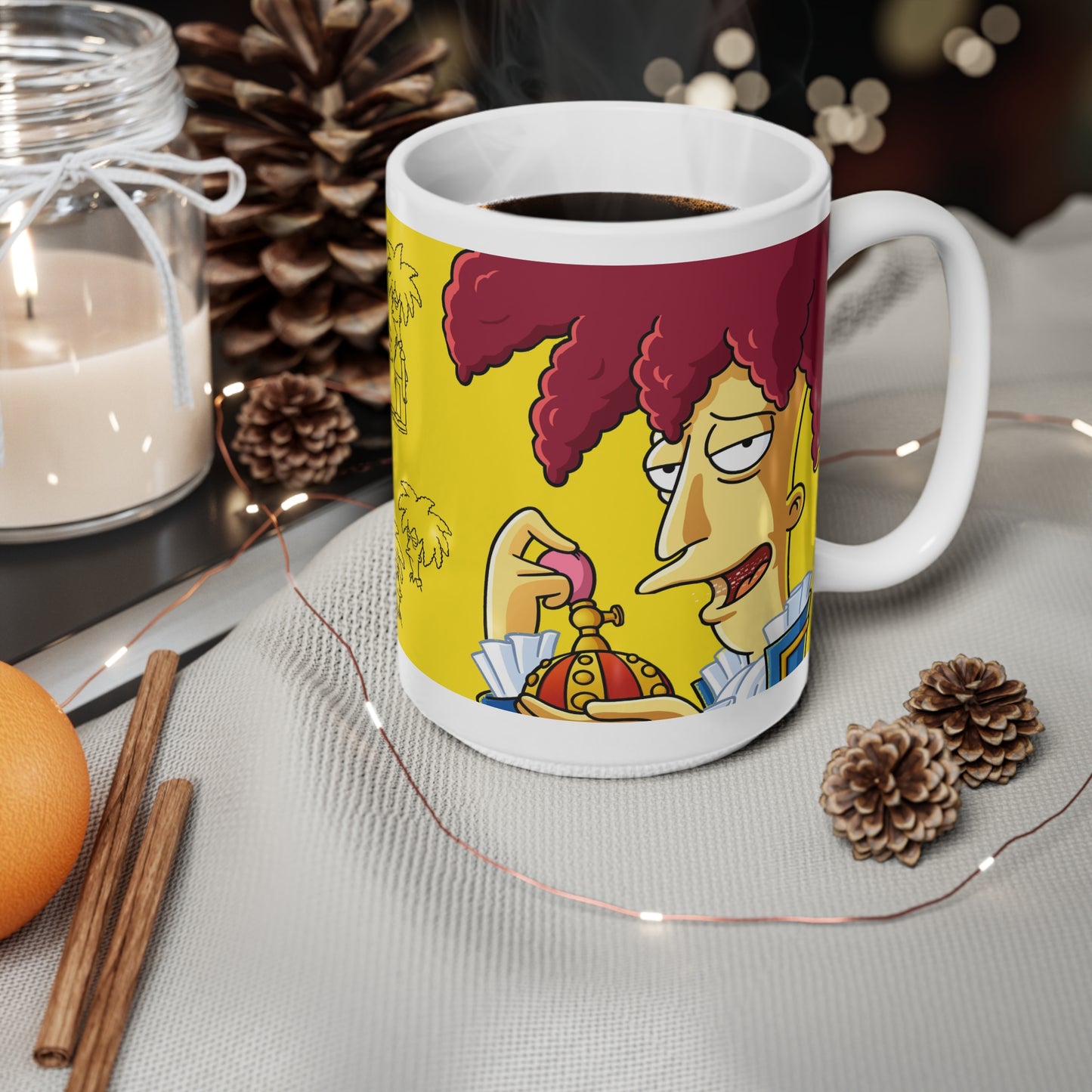 Fun Tropic Mood Ceramic Coffee Cups - Quirky 11oz & 15oz Mugs with Playful Illustrations