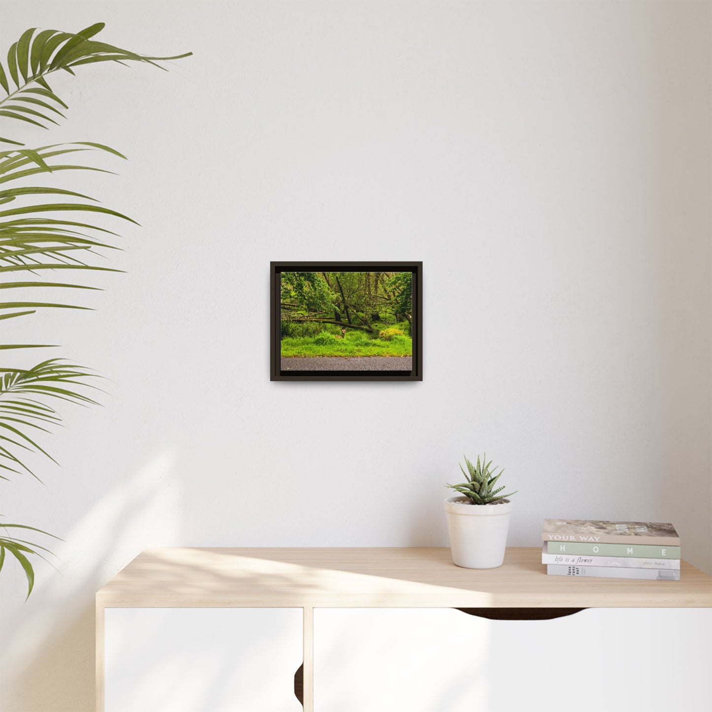 Deer in Ditch Matte Canvas, Framed (Multi-color)