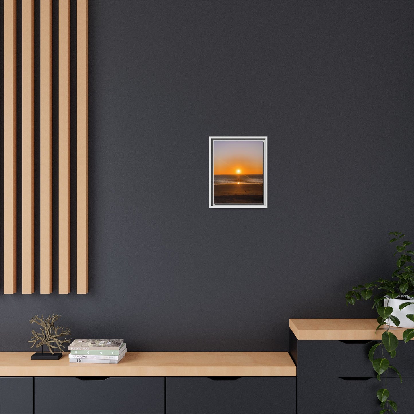 Sunset in Ocean Matte Canvas, Framed (Multi-color)