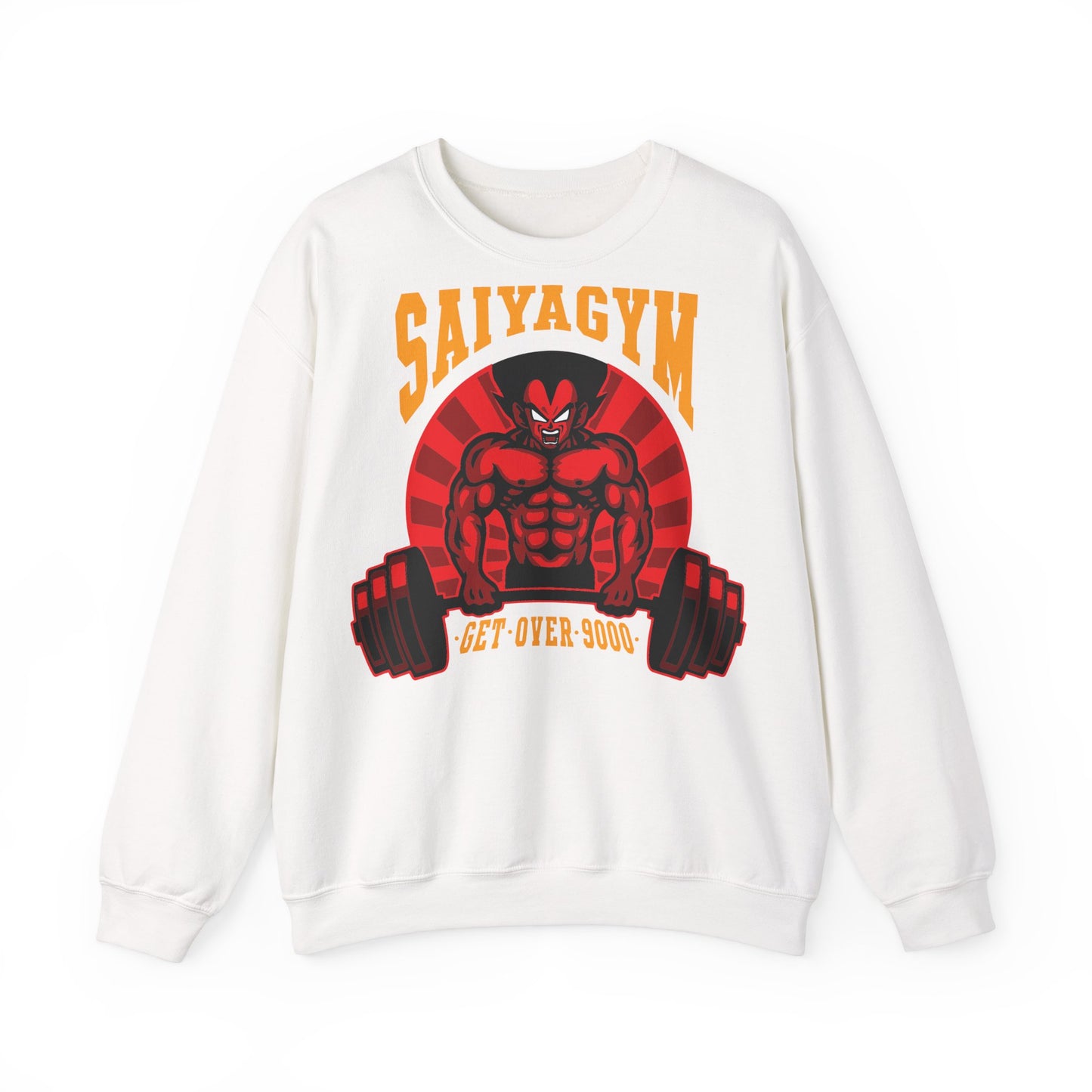 SaiyaGym Unisex Heavy Blend™ Crewneck Sweatshirt - Get Over 9000 Fitness Apparel White