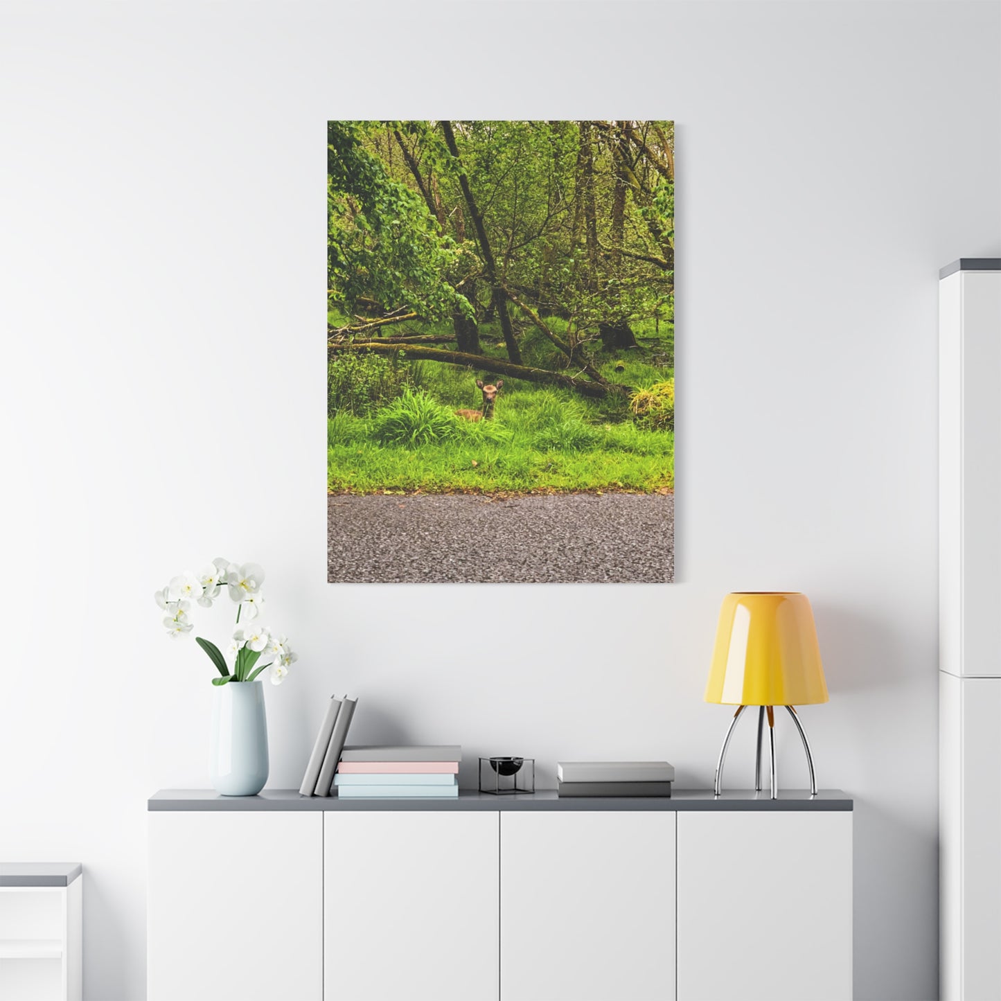 Deer in Ditch Matte Canvas, Stretched, 1.25"