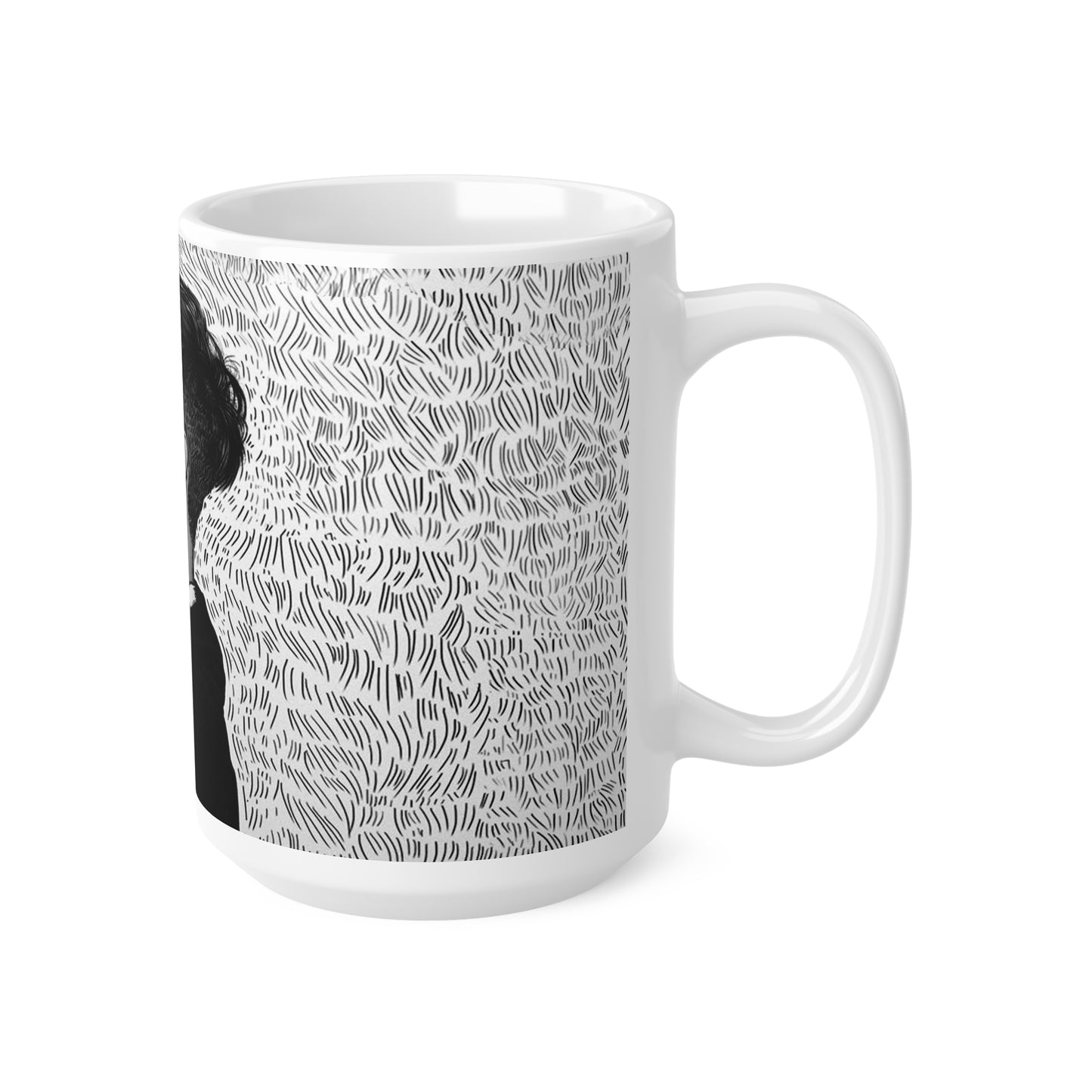 Stylish Ceramic Coffee Cup with Minimalist Black & White Design - 11oz & 15oz Sizes