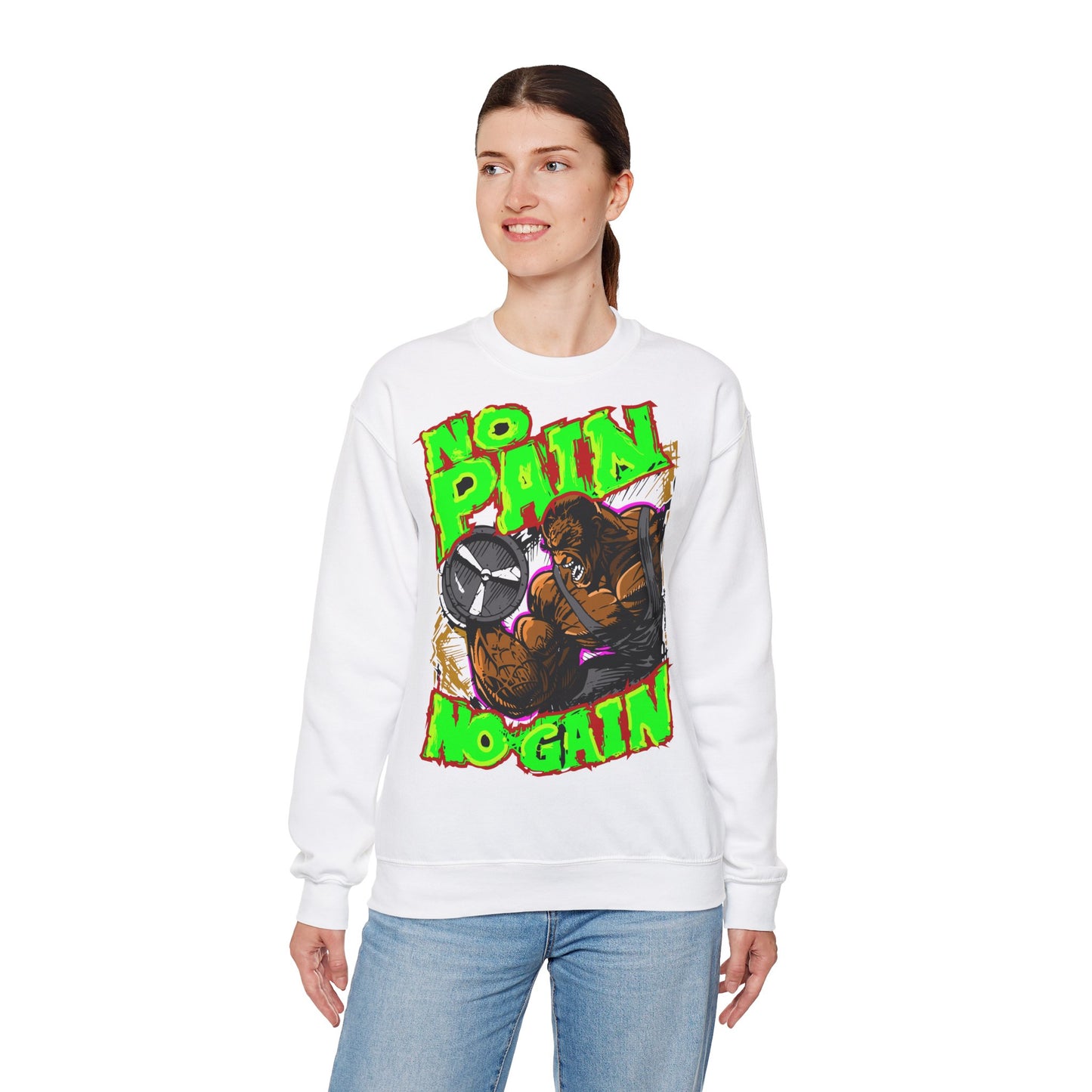 No Pain No Gain Unisex Heavy Blend™ Crewneck Sweatshirt - Perfect for Gym & Fitness Enthusiasts