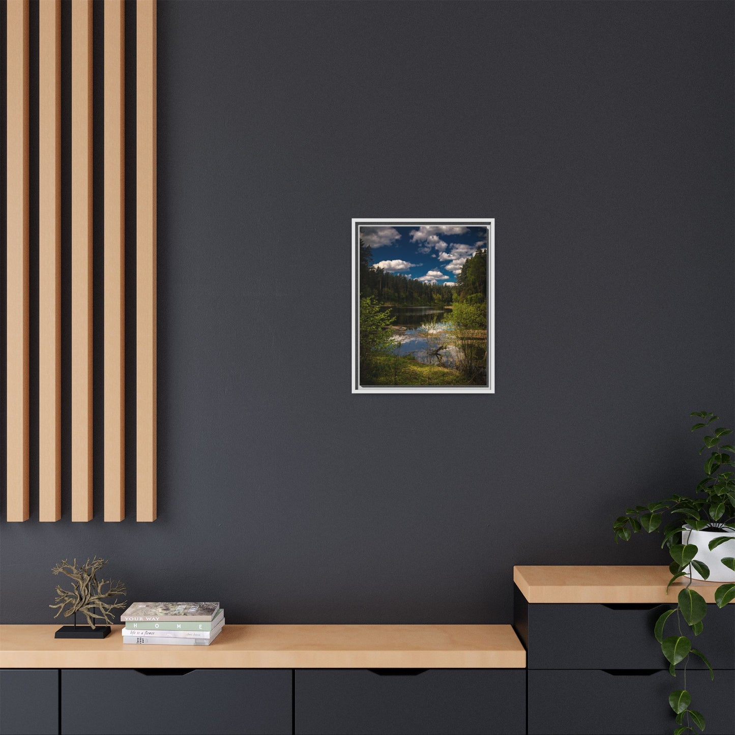 Vilnius Lake Matte Canvas, Framed (Multi-color)
