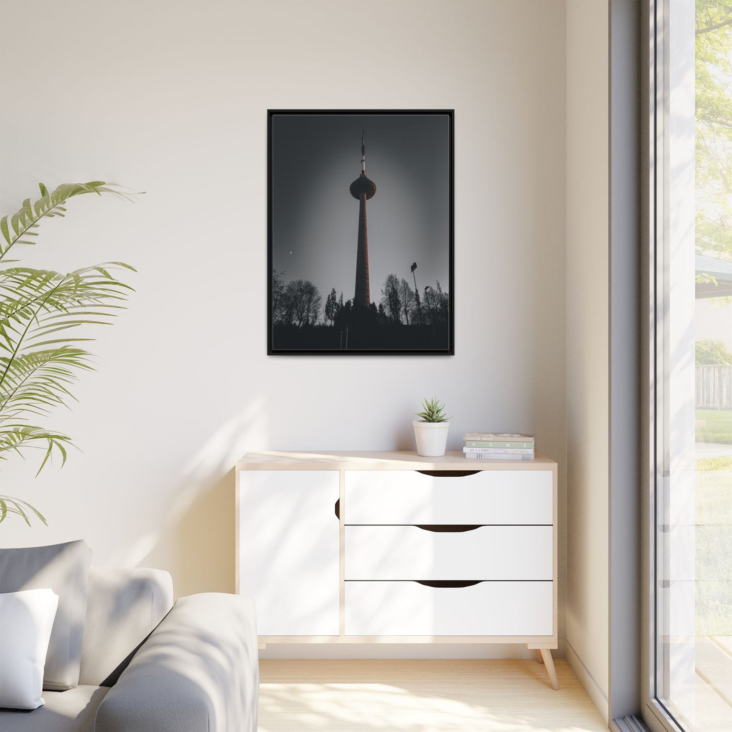 TV Tower Matte Canvas, Framed (Multi-color)