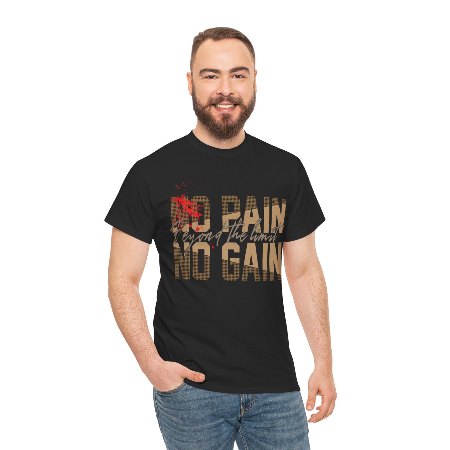 Motivational Unisex Heavy Cotton Tee - "No Pain No Gain"