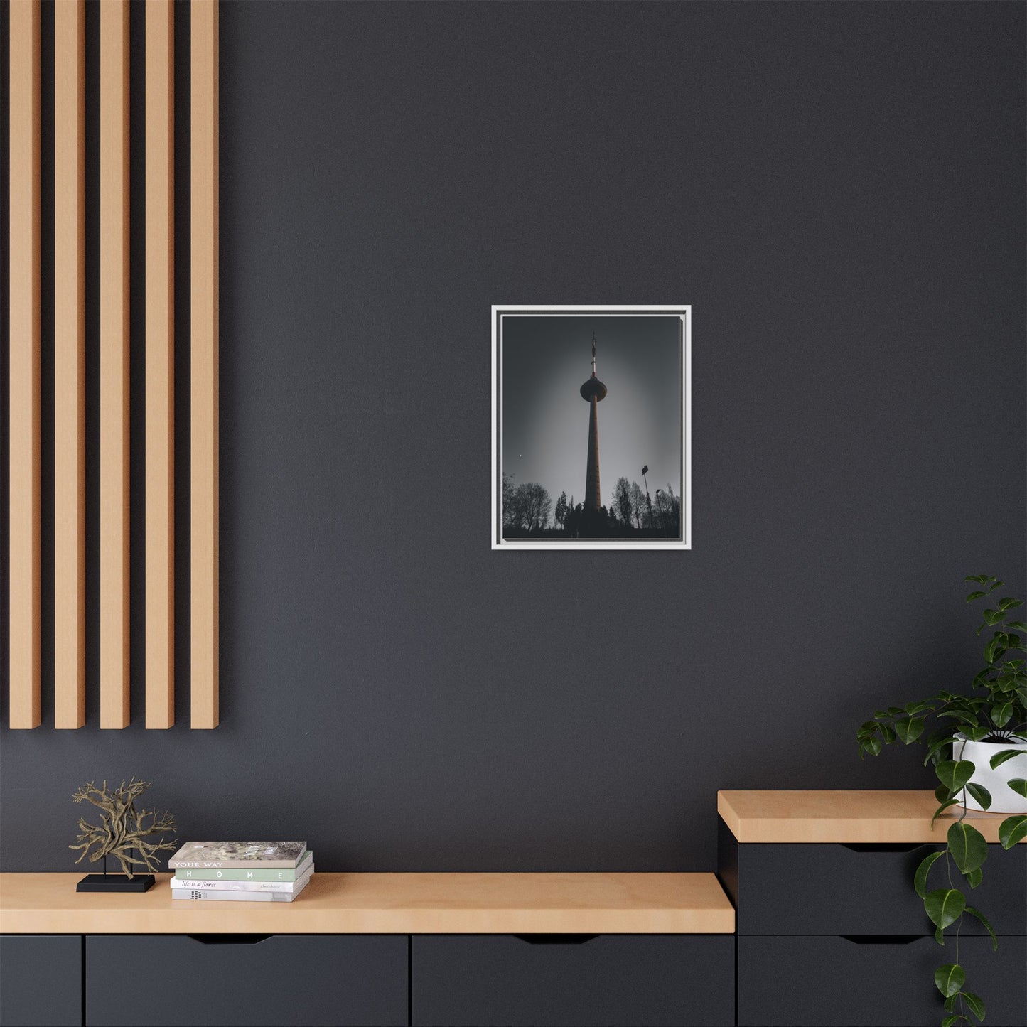 TV Tower Matte Canvas, Framed (Multi-color)