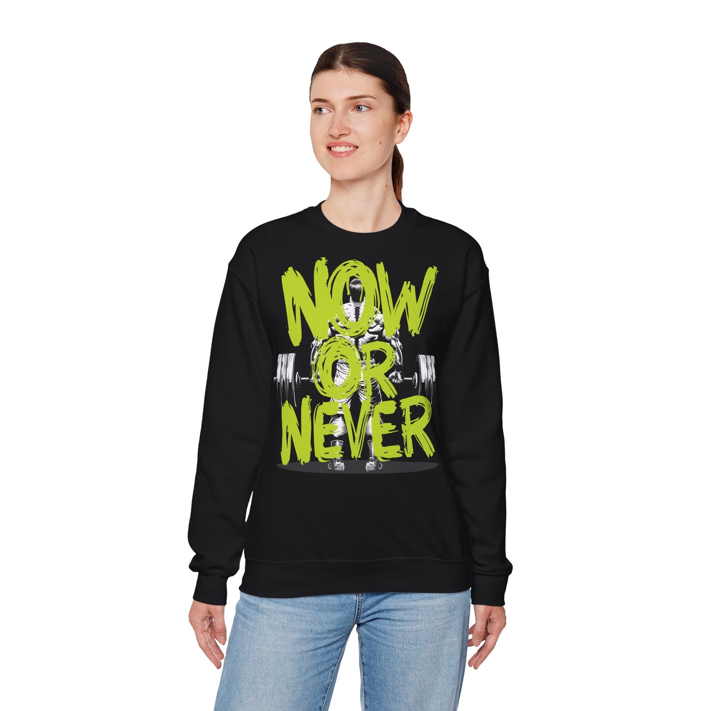 Now or Never Unisex Heavy Blend™ Crewneck Sweatshirtt - Motivational Fitness Wear