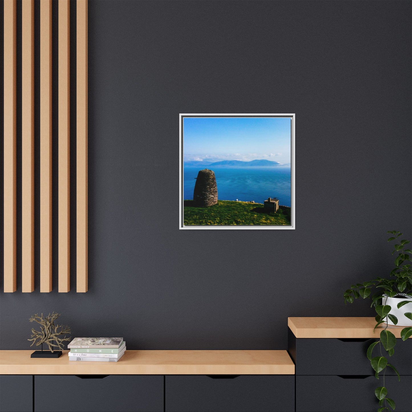 Ask Tower Matte Canvas, Framed (Multi-color)