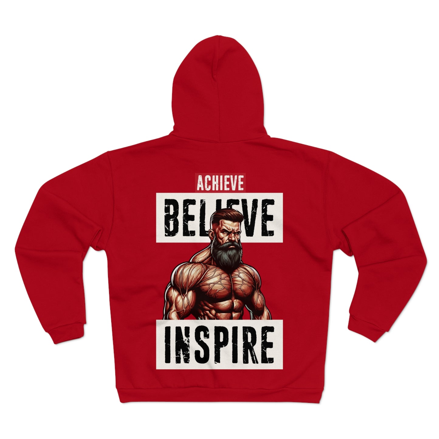 Achieve Believe Inspire Unisex Hooded Zip Sweatshirt - Motivational Fitness Apparel