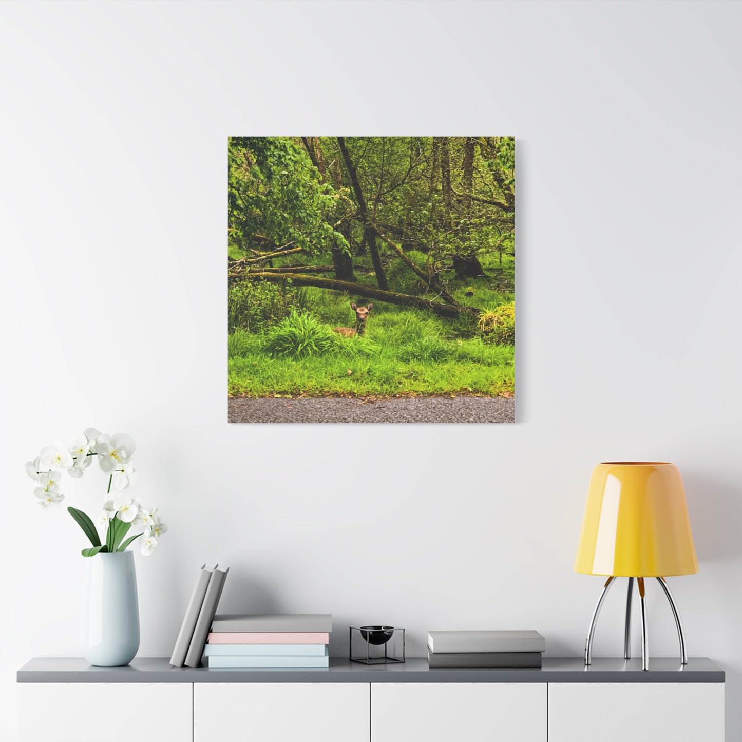 Deer in Ditch Matte Canvas, Stretched, 1.25"