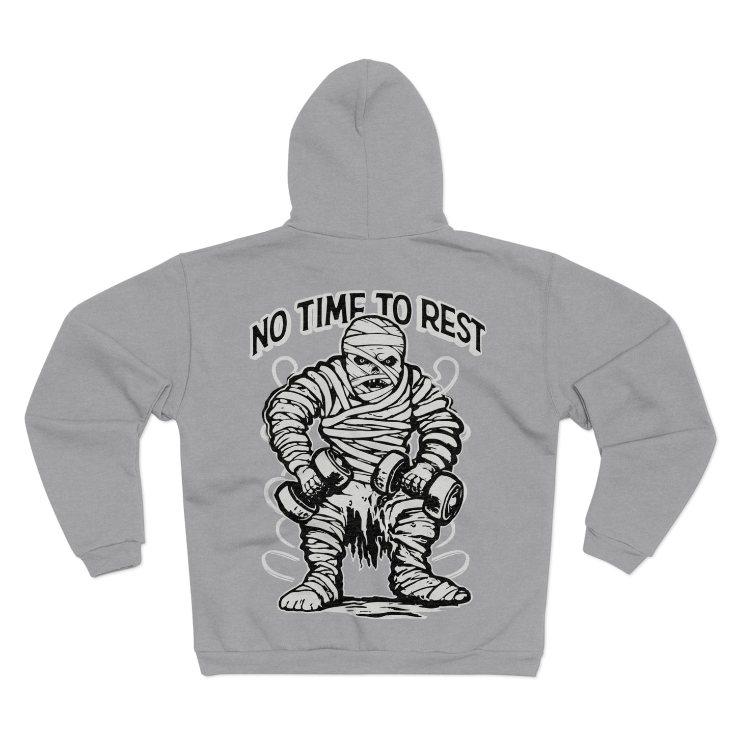 No Time to Rest Unisex Hooded Zip Sweatshirt – Motivational Workout Gear for Fitness Enthusiasts