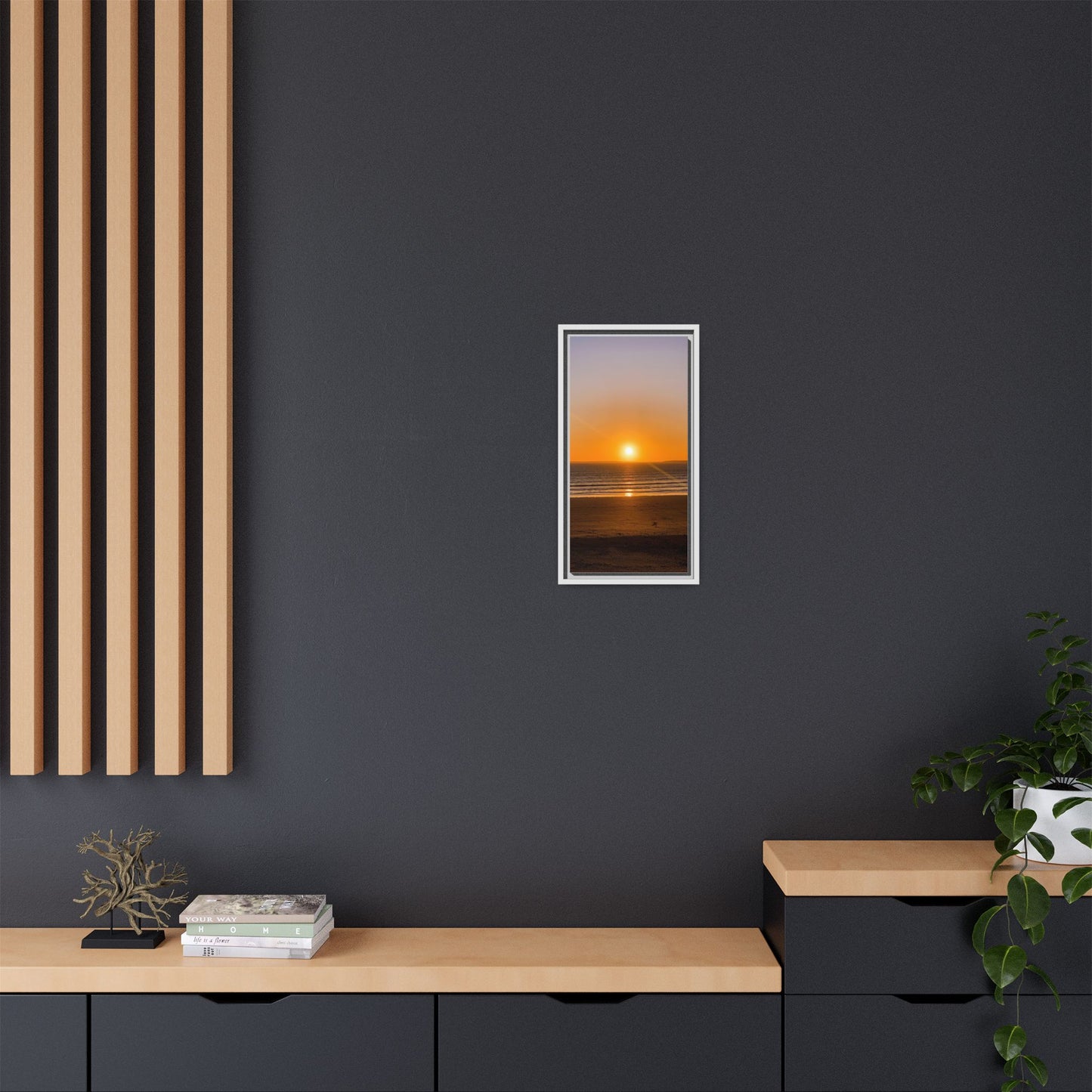 Sunset in Ocean Matte Canvas, Framed (Multi-color)