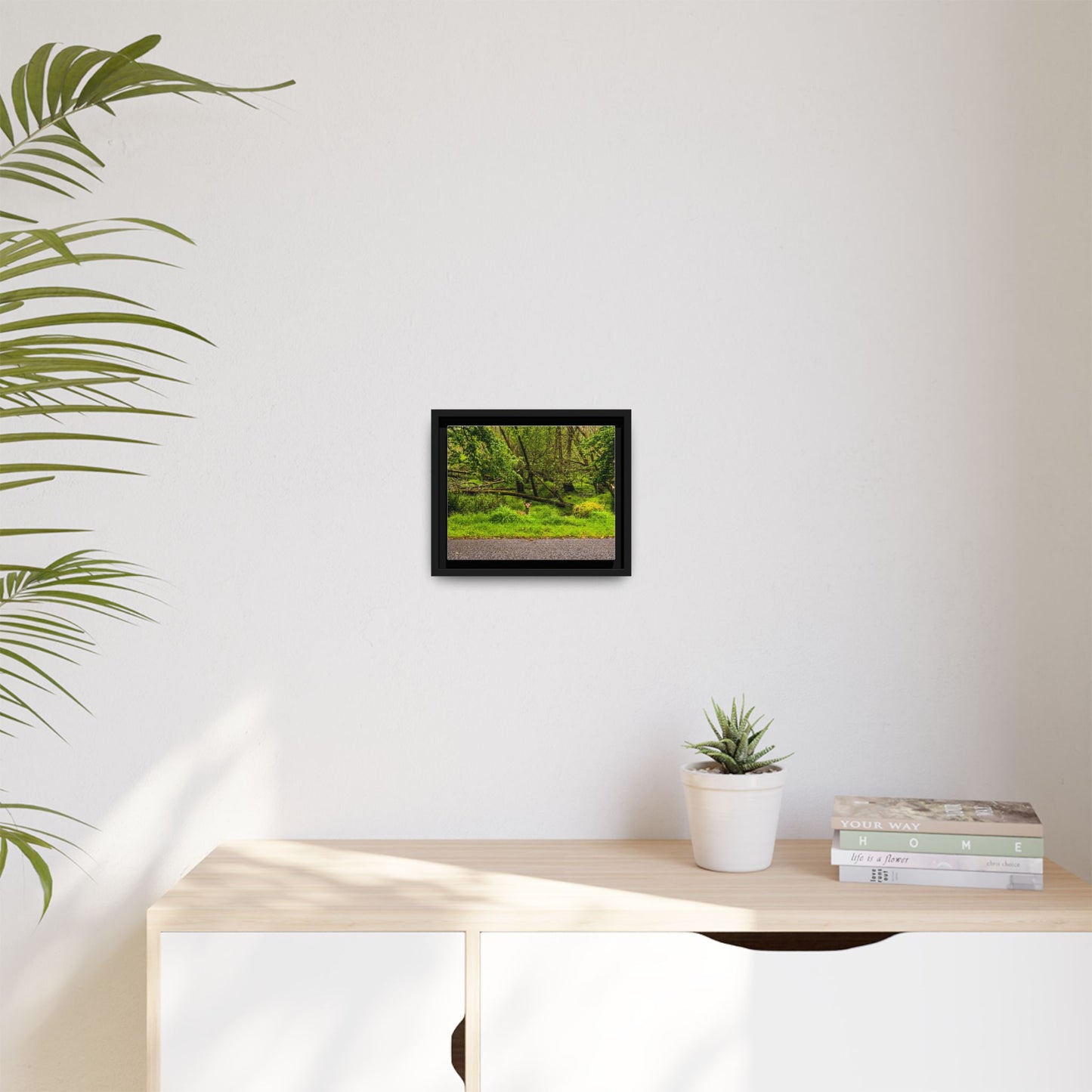 Deer in Ditch Matte Canvas, Framed (Multi-color)