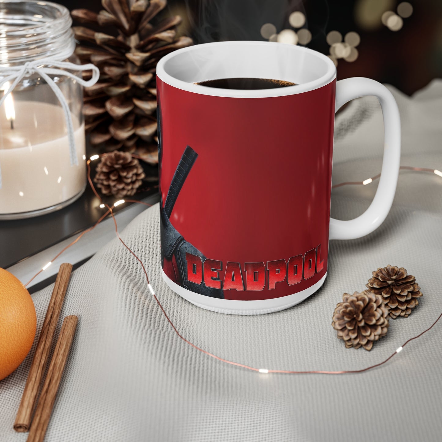 Deadpool Ceramic Coffee Mug - Fun Superhero Design, 11oz & 15oz