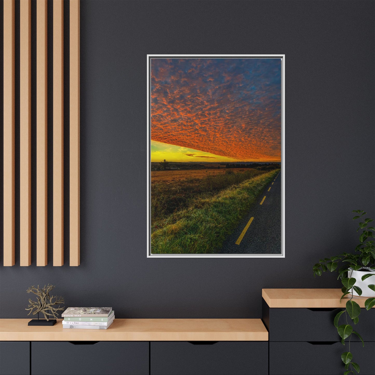 Cloudy Sunset Matte Canvas, Framed (Multi-color)