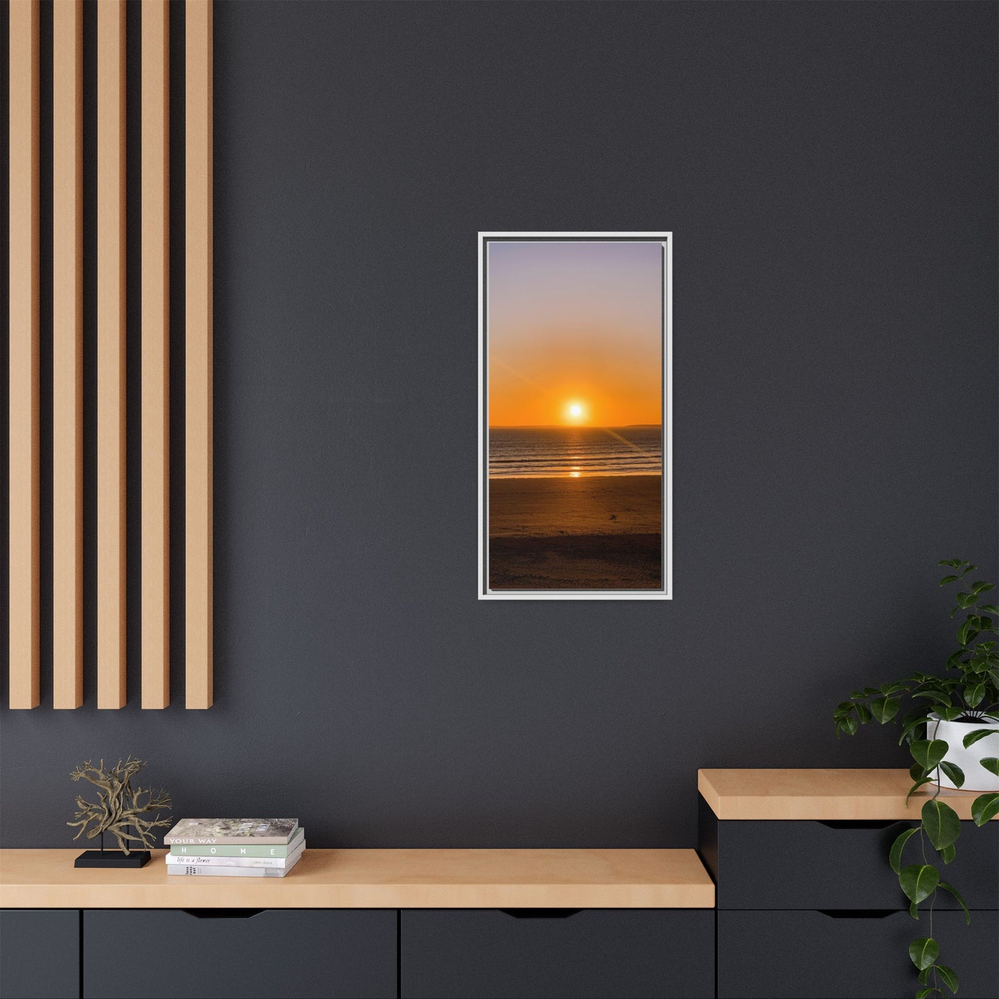 Sunset in Ocean Matte Canvas, Framed (Multi-color)