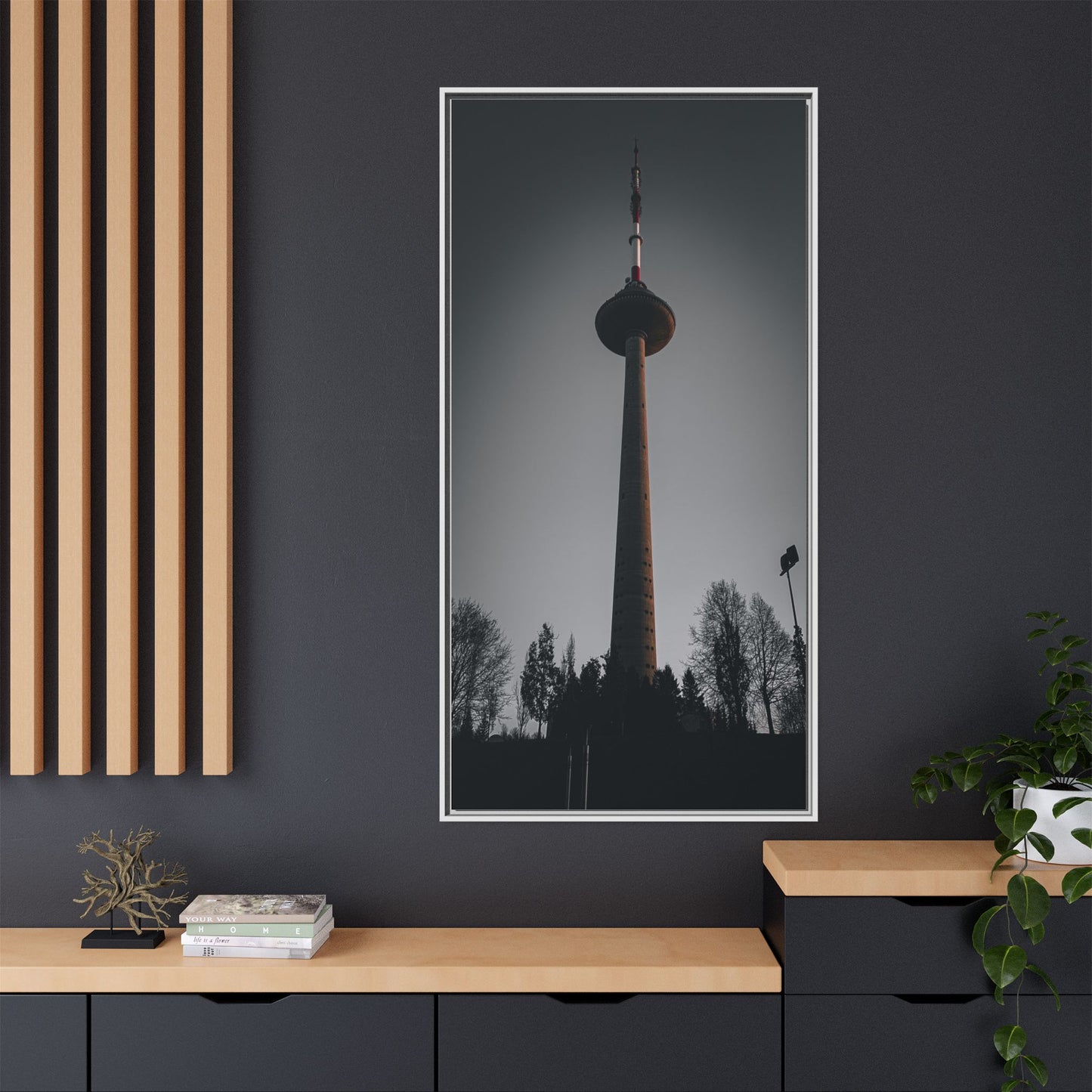 TV Tower Matte Canvas, Framed (Multi-color)