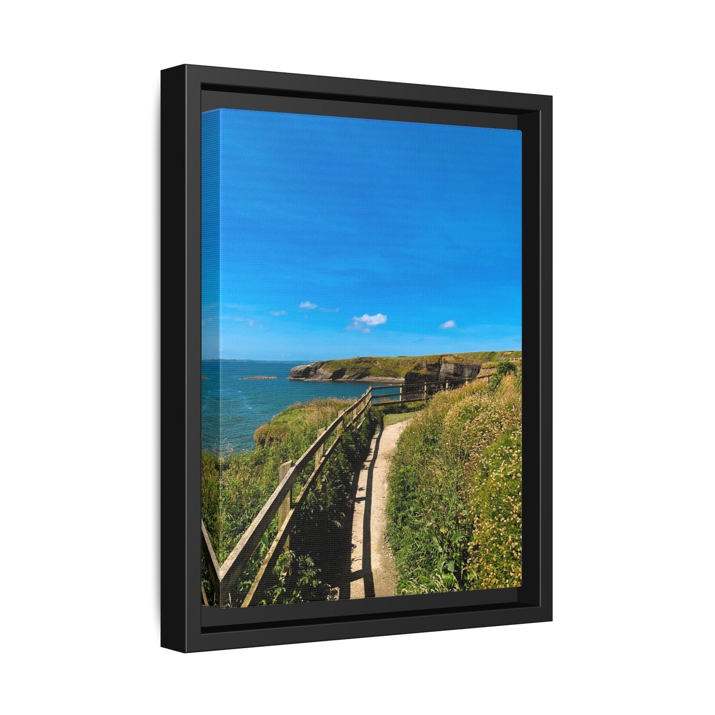 Cliff Trail Ballybunion Matte Canvas, Framed (Multi-color)