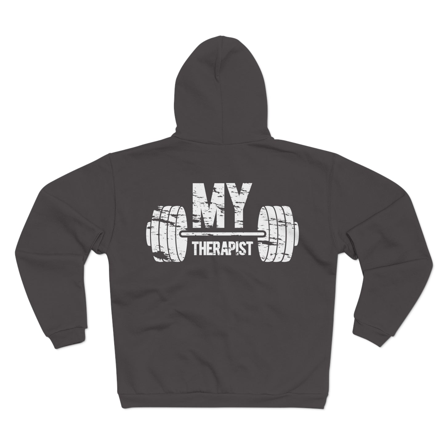 Funny Gym Lover's Unisex Hooded Zip Sweatshirt - 'My Therapist' Design