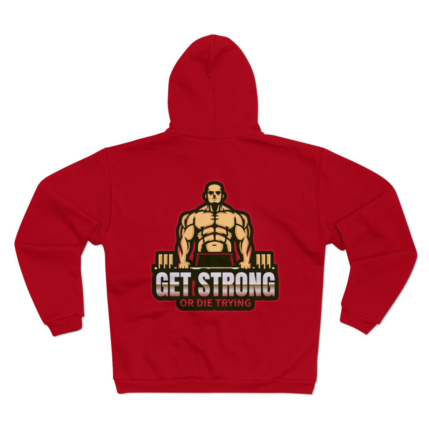 Get Strong Unisex Hooded Zip Sweatshirt - Fitness Motivational Hoodie