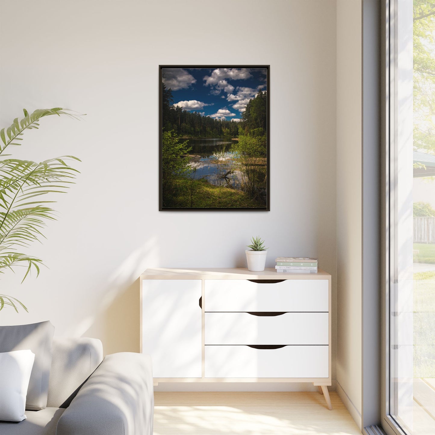 Vilnius Lake Matte Canvas, Framed (Multi-color)