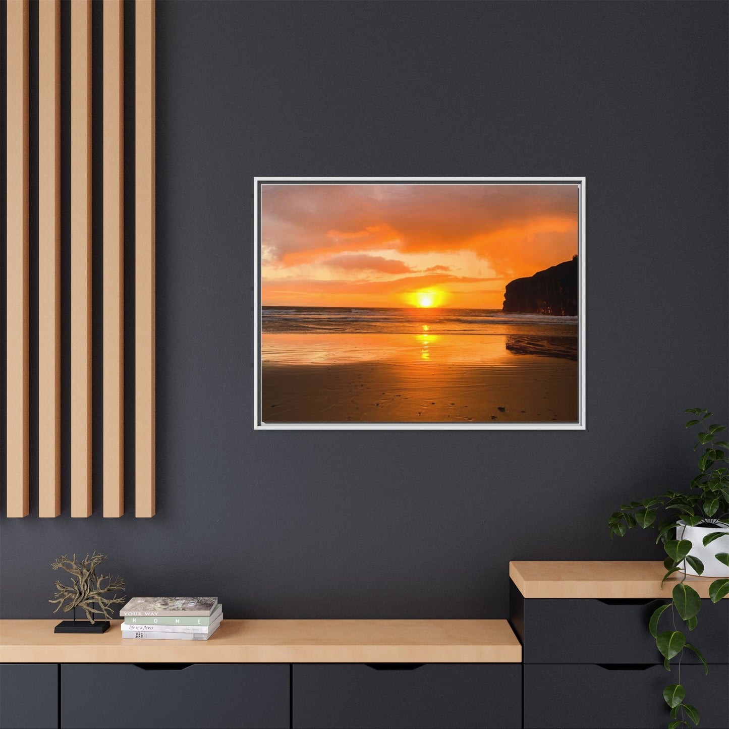 Sunset in Ballybunion Matte Canvas, Framed (Multi-color)