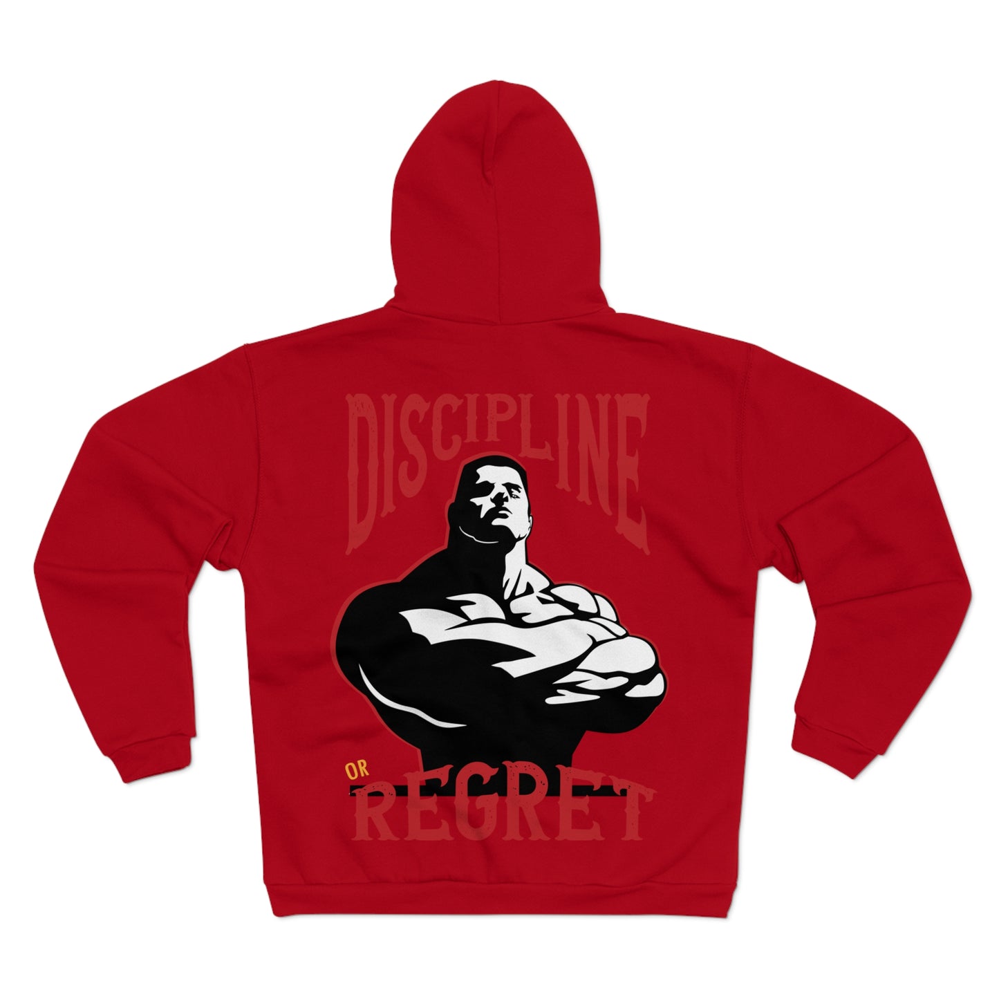 Motivational Unisex Hooded Zip Sweatshirt - 'Discipline or Regret'
