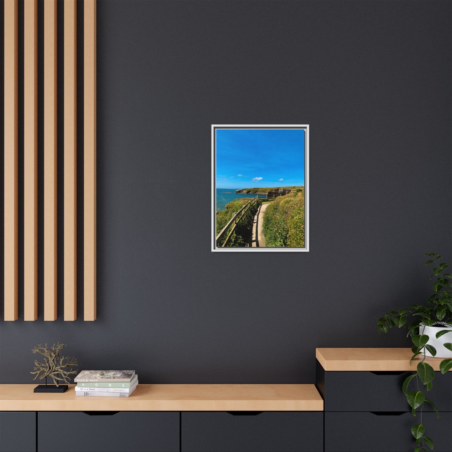 Cliff Trail Ballybunion Matte Canvas, Framed (Multi-color)