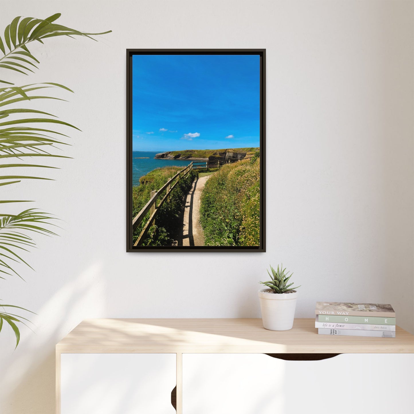 Cliff Trail Ballybunion Matte Canvas, Framed (Multi-color)