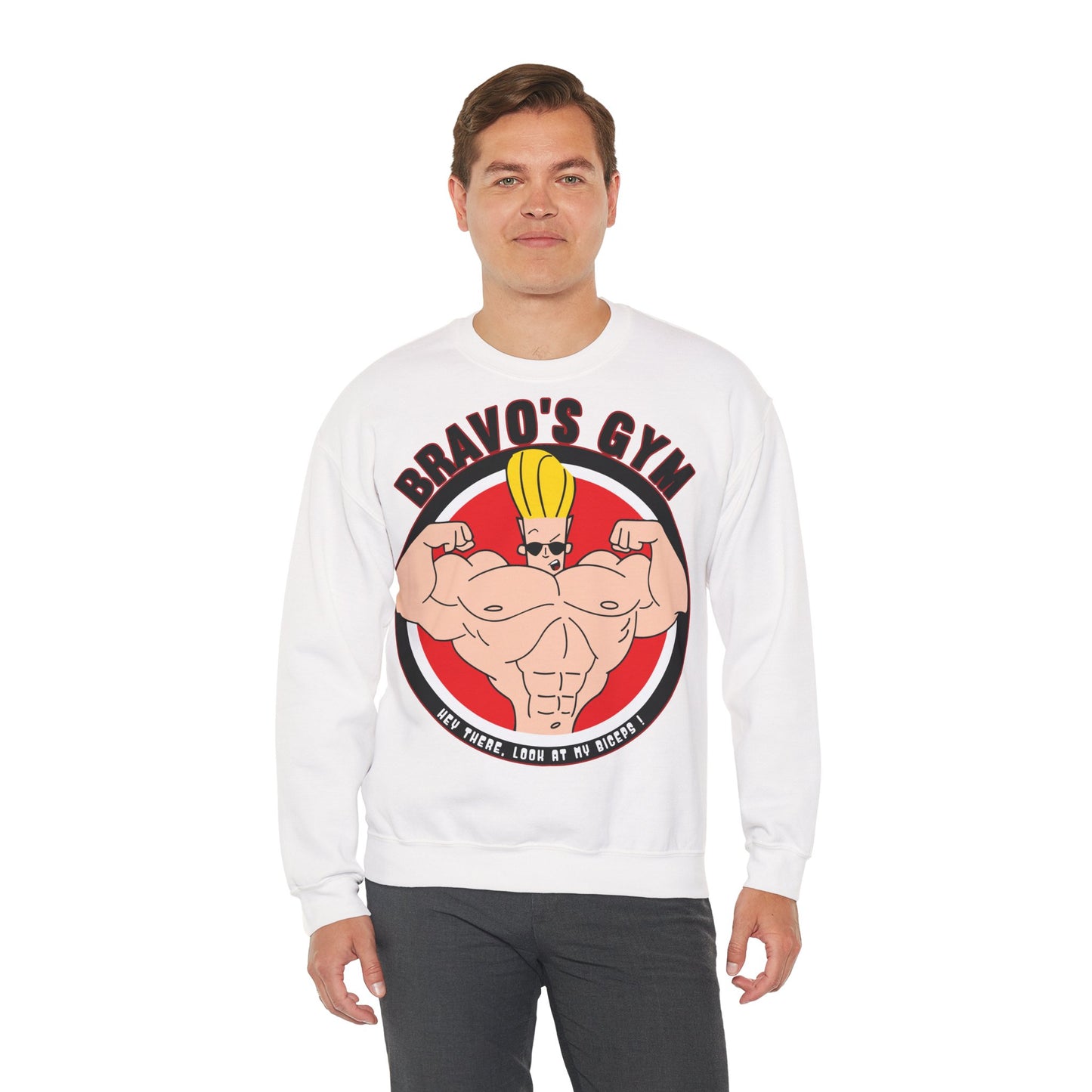Bravo's Gym Unisex Crewneck Sweatshirt - Fitness Apparel for Gym Enthusiasts White