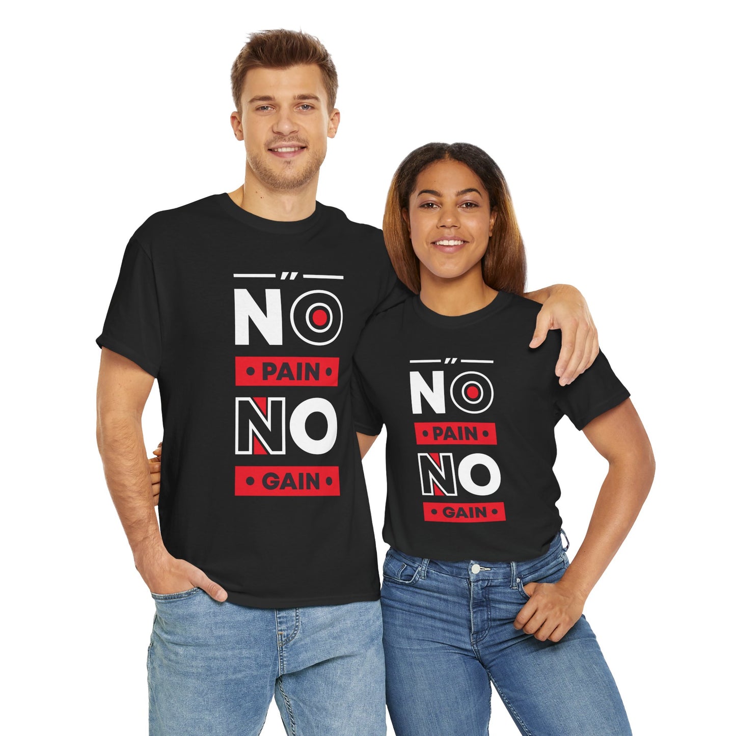 Motivational Fitness Tee - 'No Pain No Gain' Unisex Heavy Cotton T-Shirt