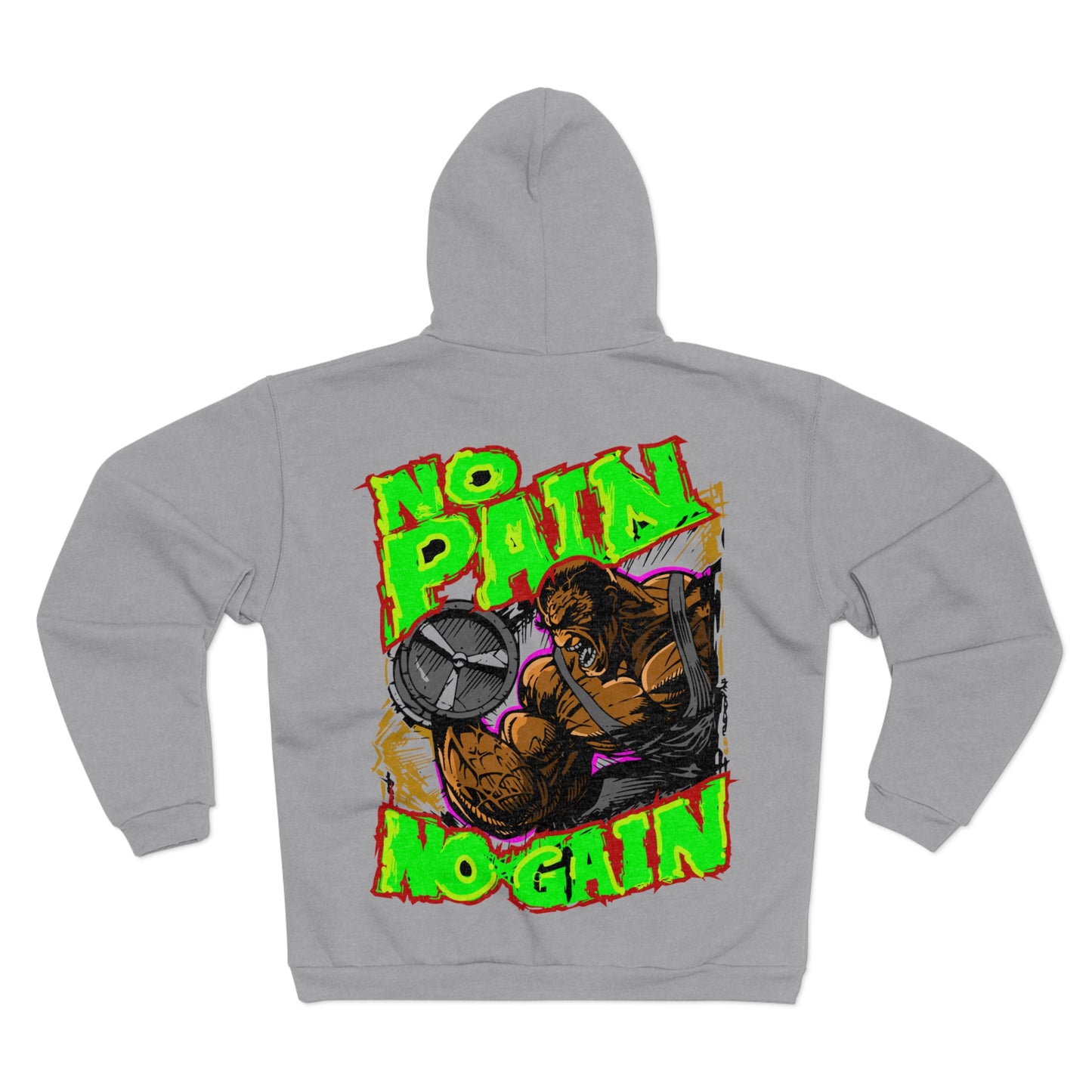 No Pain No Gain Unisex Zip Hoodie - Perfect for Gym & Fitness Enthusiasts