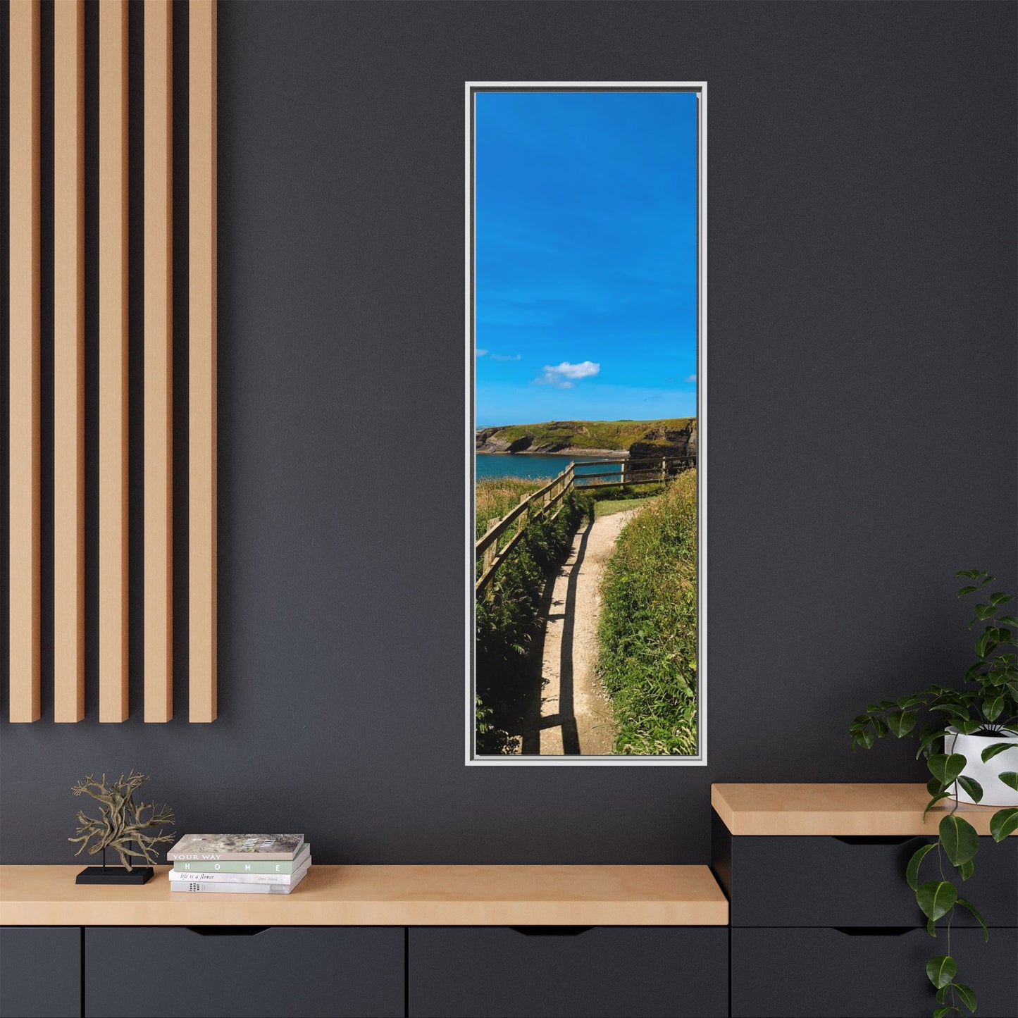 Cliff Trail Ballybunion Matte Canvas, Framed (Multi-color)