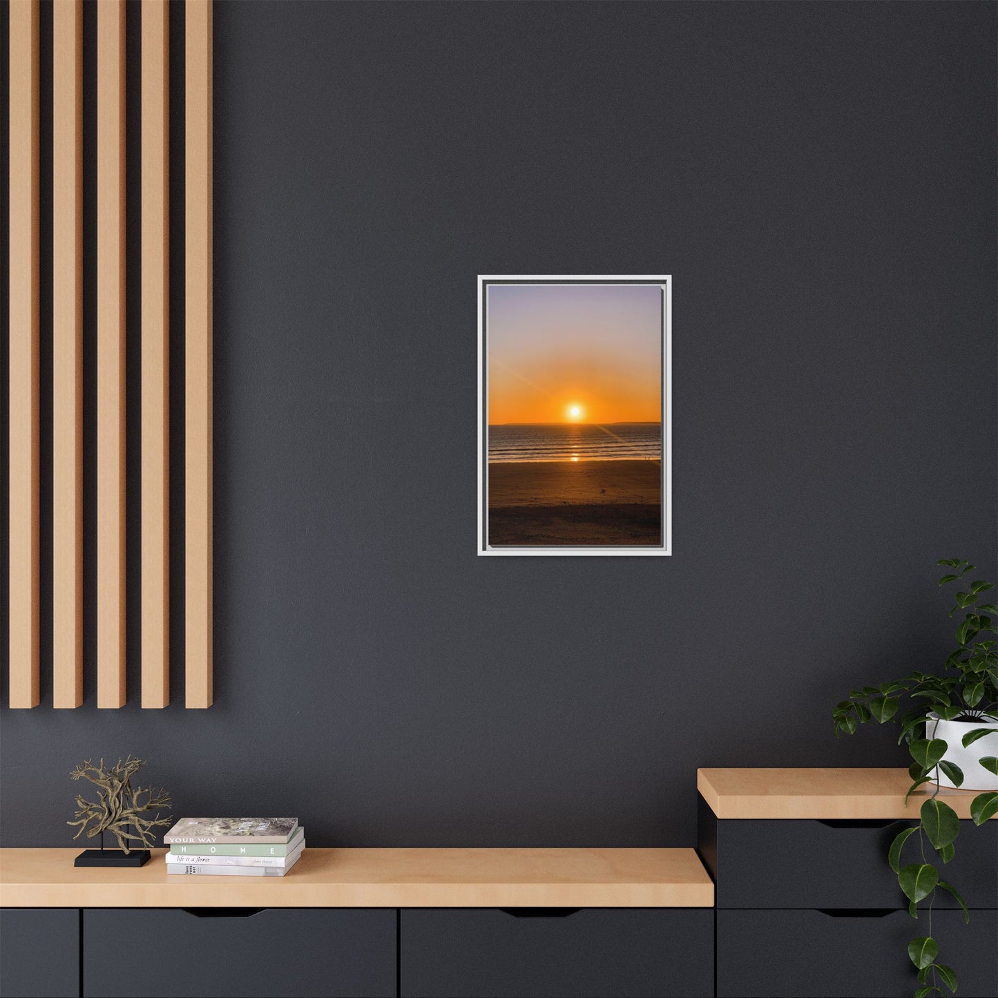 Sunset in Ocean Matte Canvas, Framed (Multi-color)