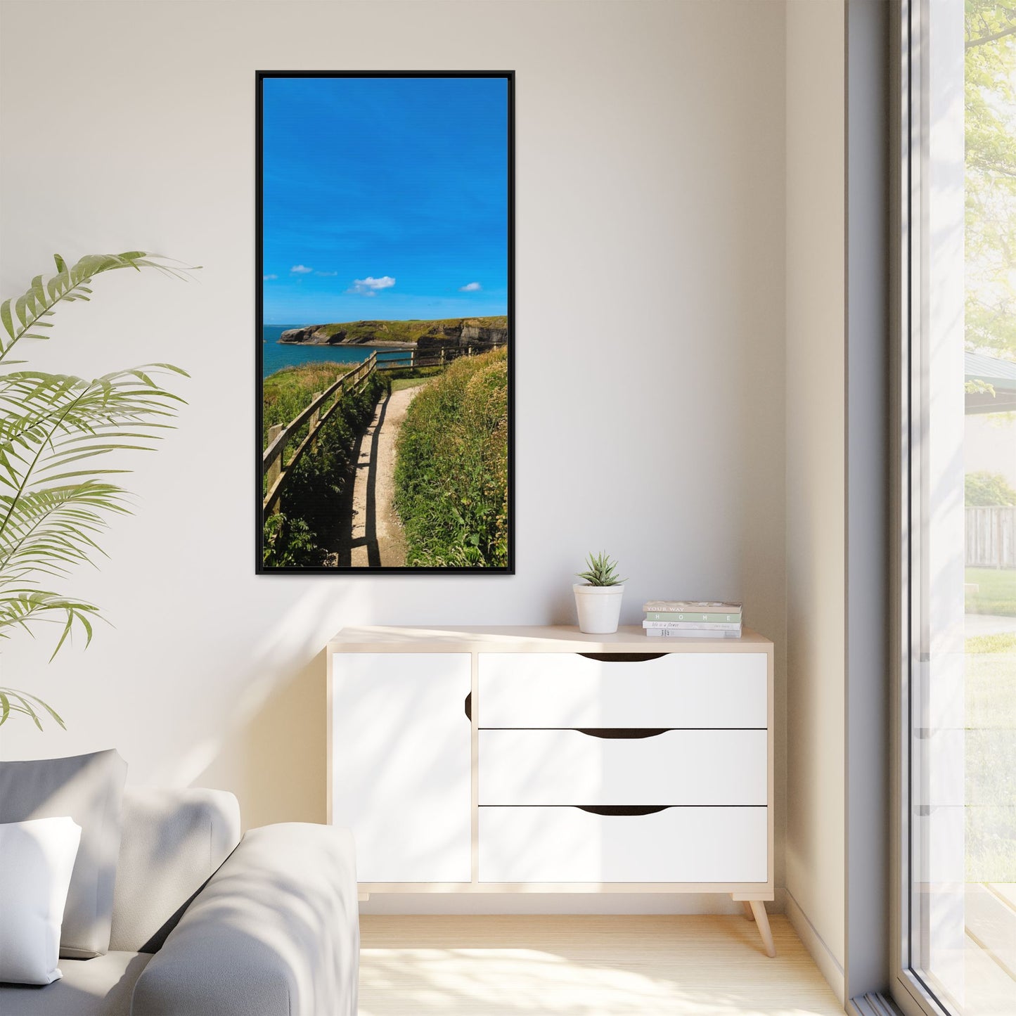 Cliff Trail Ballybunion Matte Canvas, Framed (Multi-color)