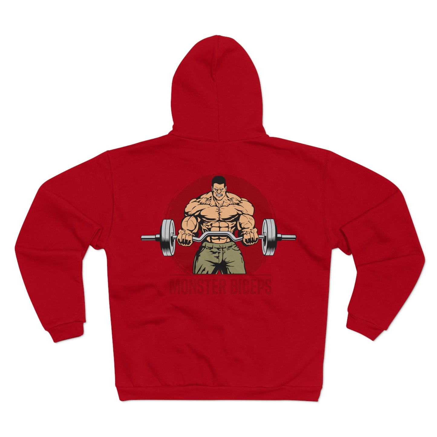 Fitness Motivation Unisex Hooded Zip Sweatshirt - 'Monster Biceps' Design