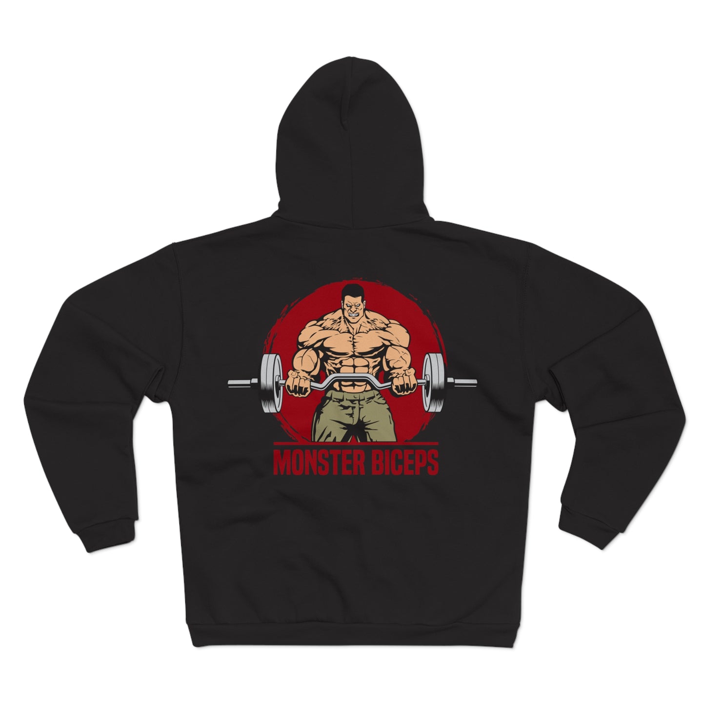 Fitness Motivation Unisex Hooded Zip Sweatshirt - 'Monster Biceps' Design
