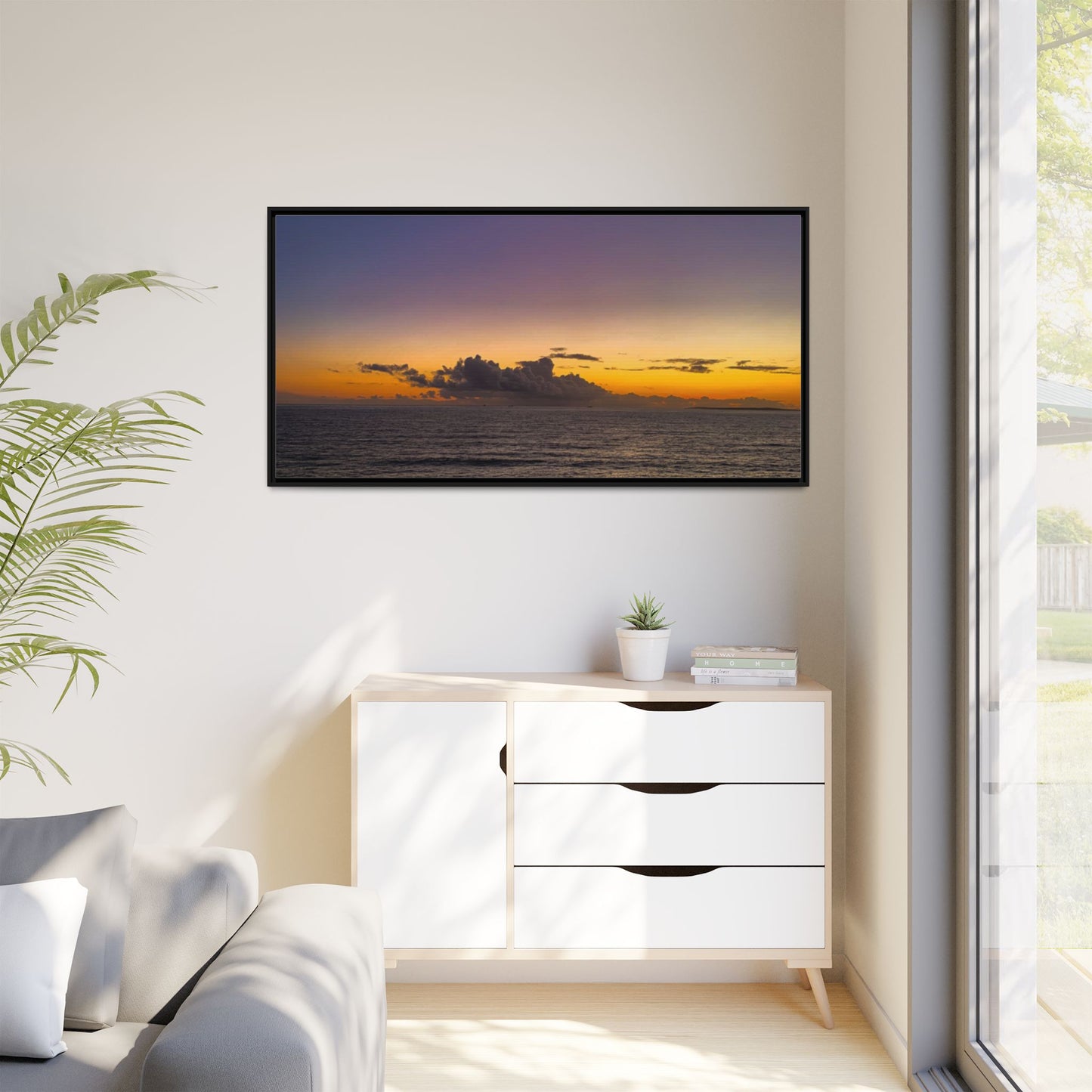 Sunset in Ocean 2 Matte Canvas, Framed (Multi-color)
